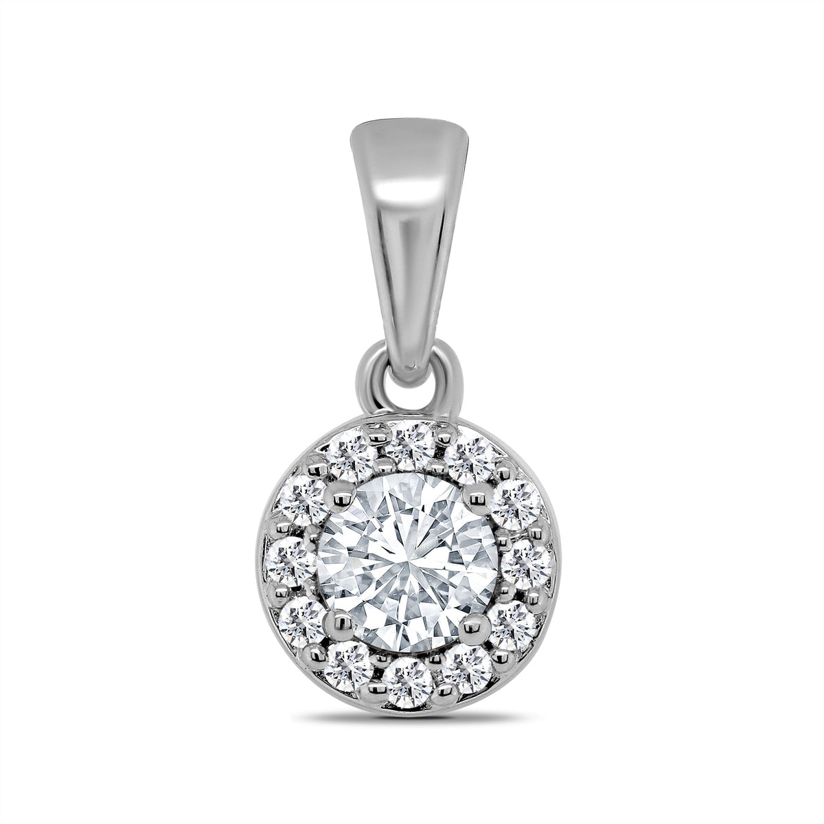 9ct white gold diamond set halo cluster pendant 0.25ct