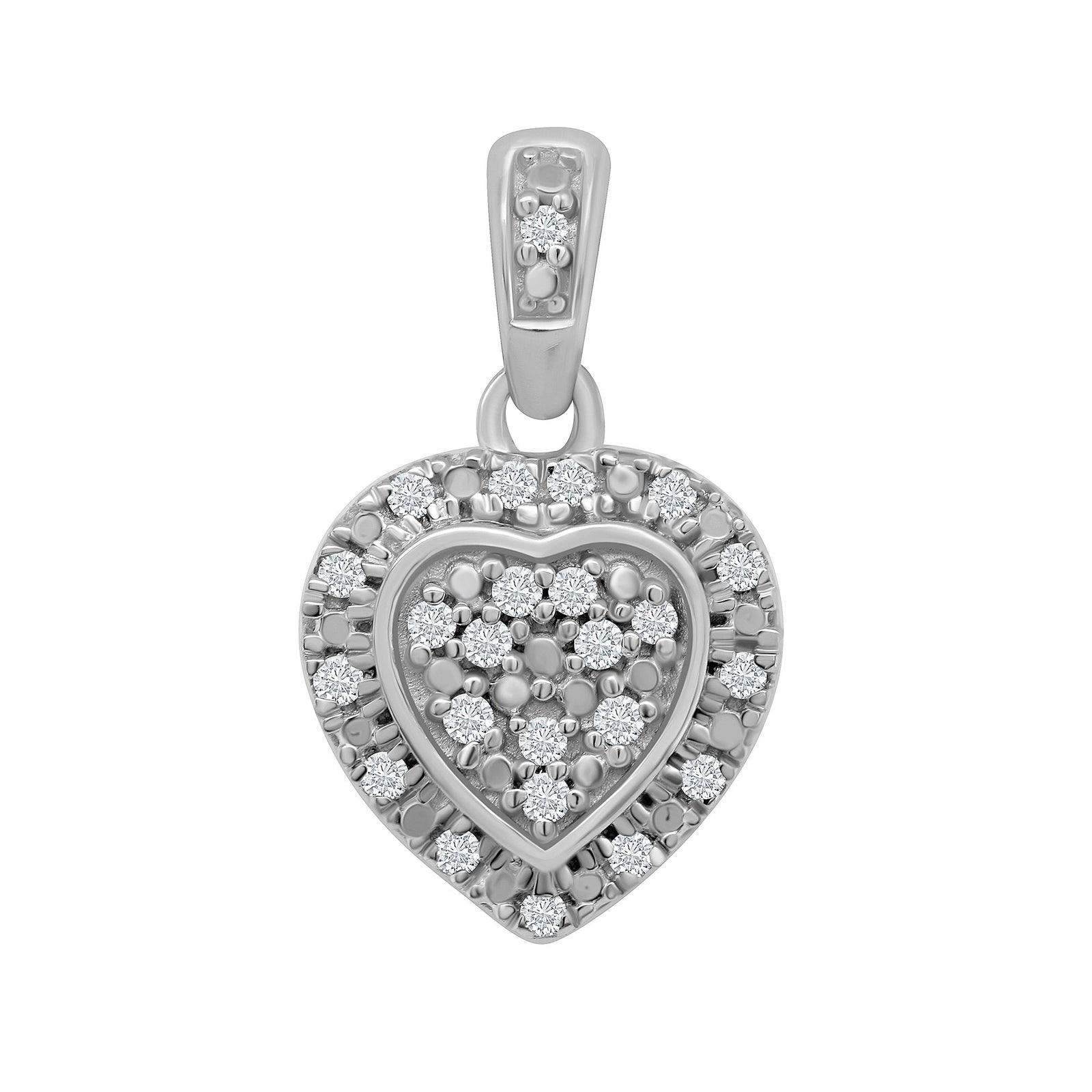 9ct white gold heartshape diamond cluster pendant 0.10ct