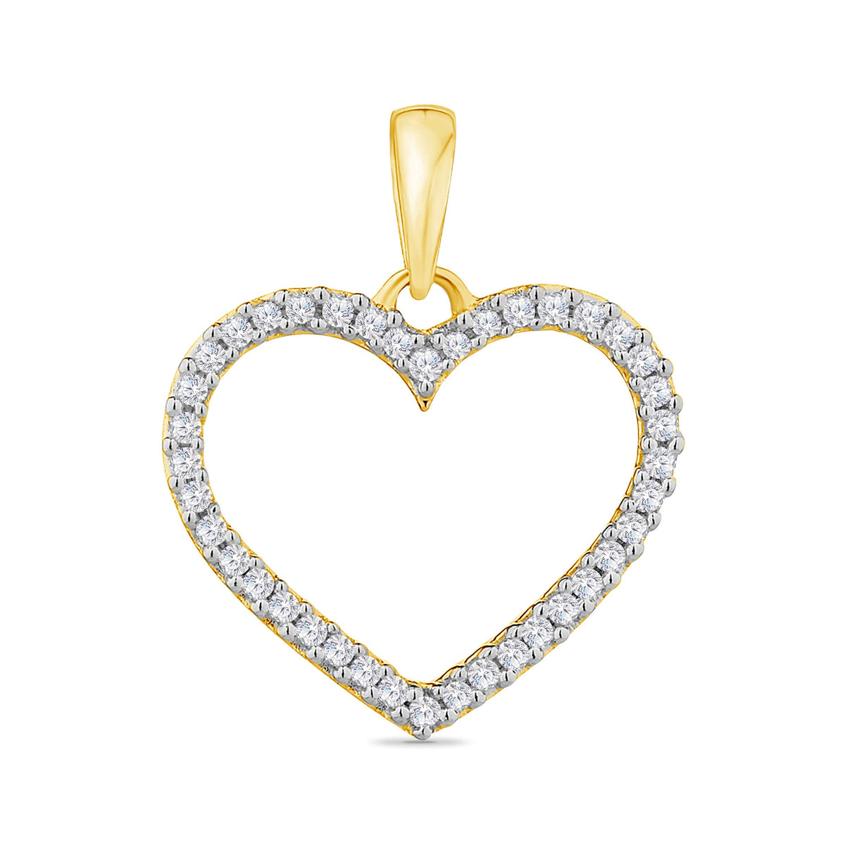 9ct gold open heart diamond set  pendant 0.15ct