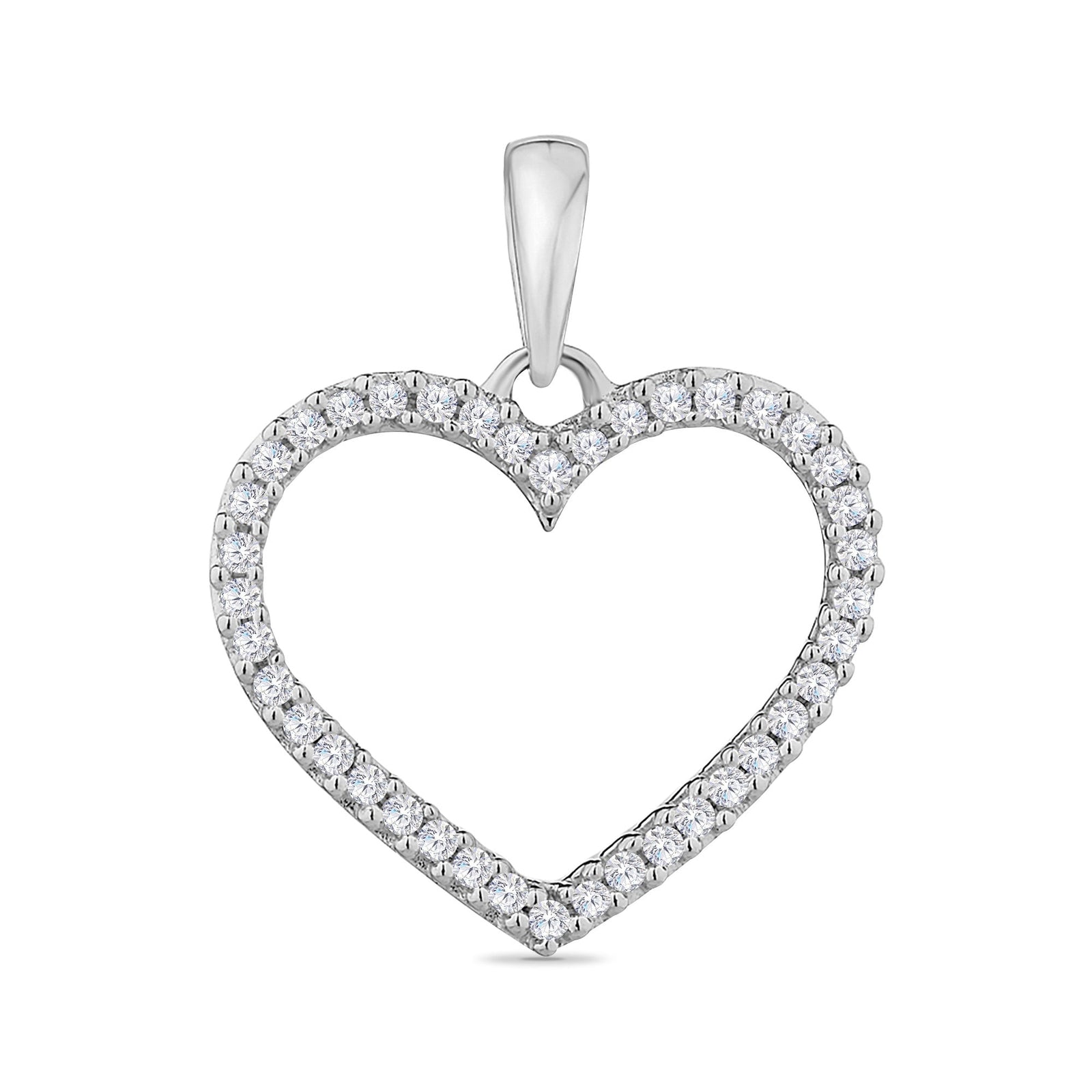 9ct white gold open heart diamond set  pendant 0.15ct