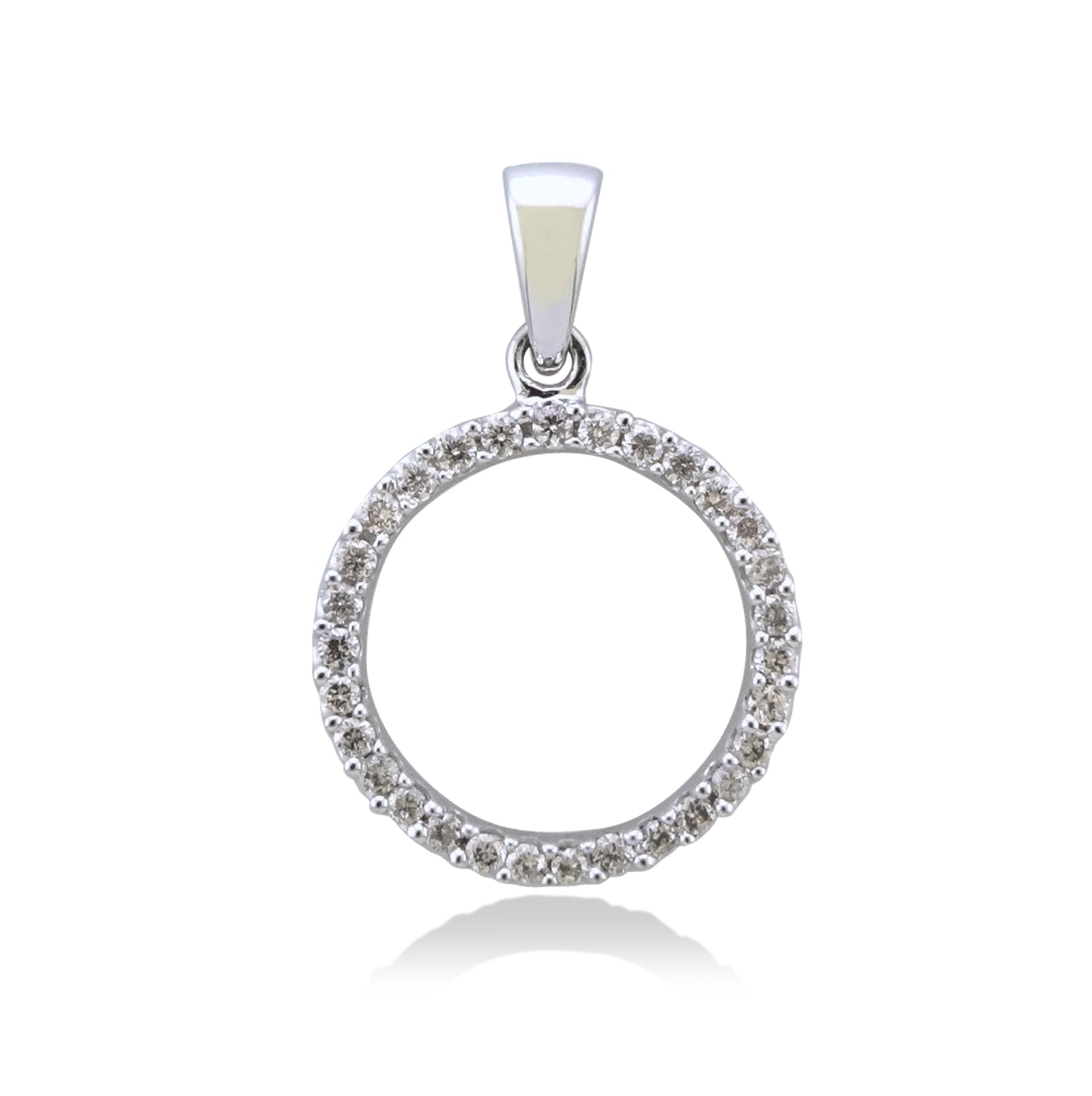 9ct white gold polo circle diamond pendant 0.25ct (15mm outside diameter)