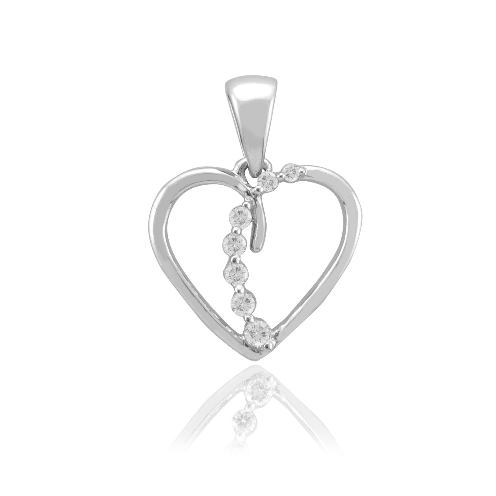 9ct white gold 'journey' diamond set heart pendant 0.10ct