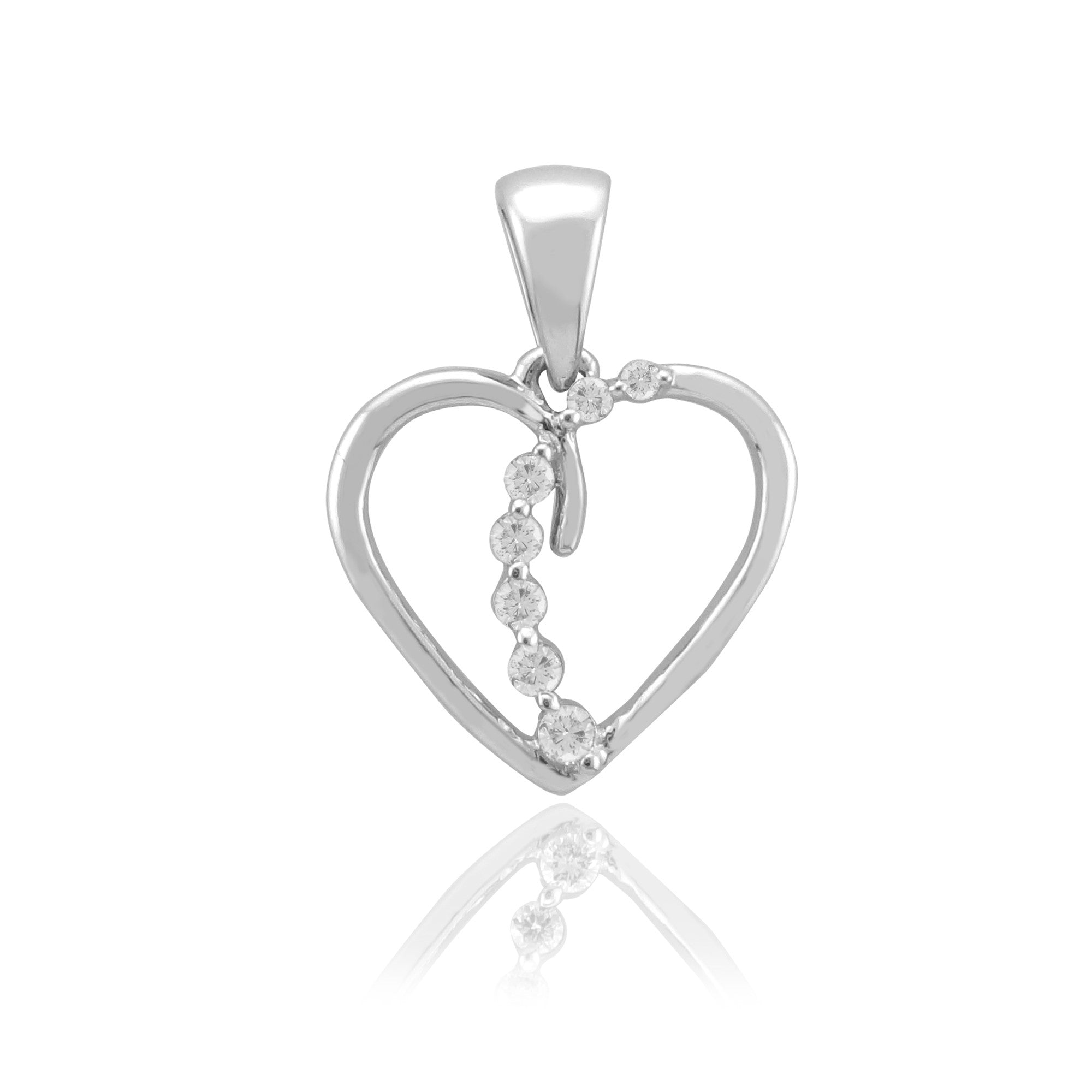 9ct white gold 'journey' diamond set heart pendant 0.10ct