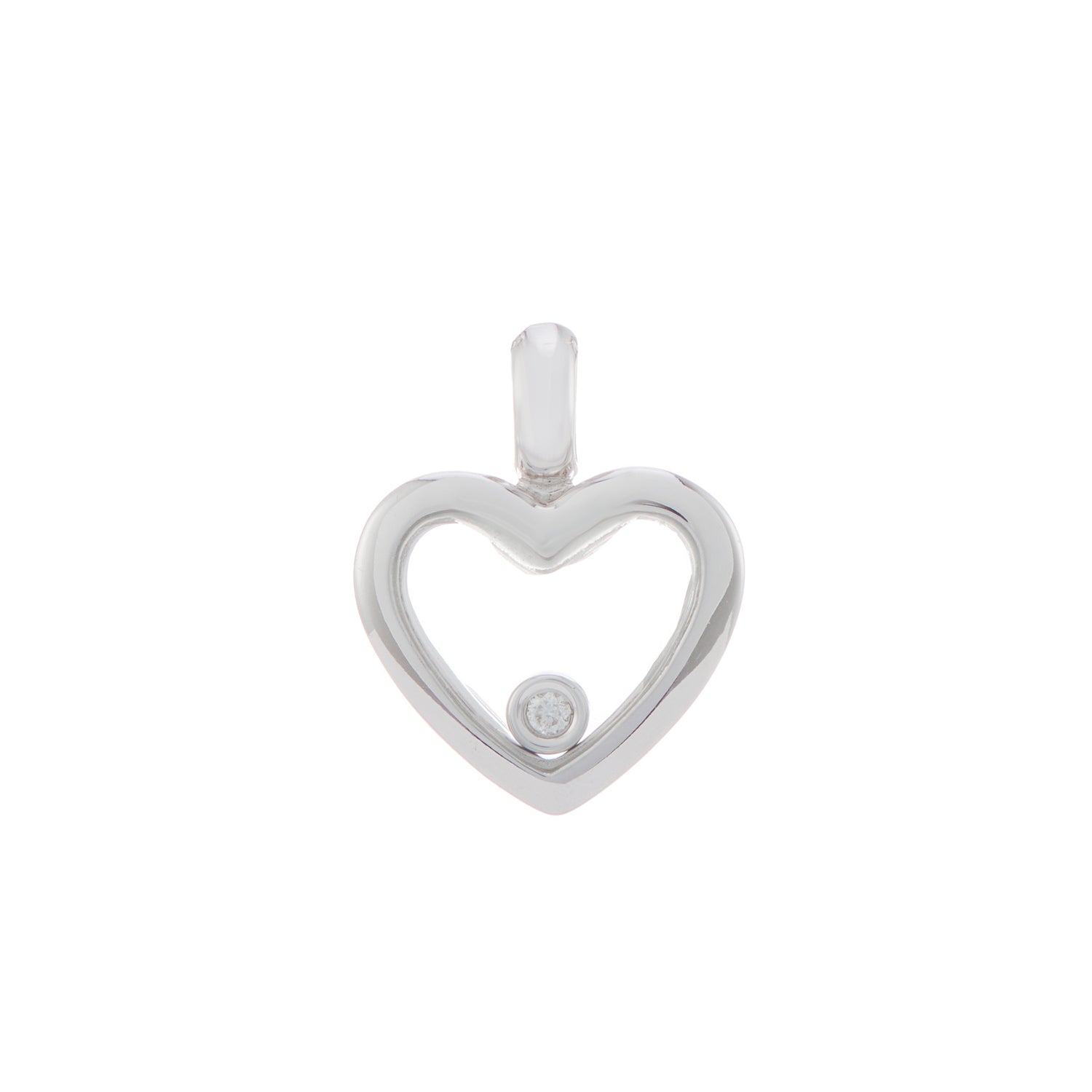 9ct white gold heart shape diamond pendant 0.01ct