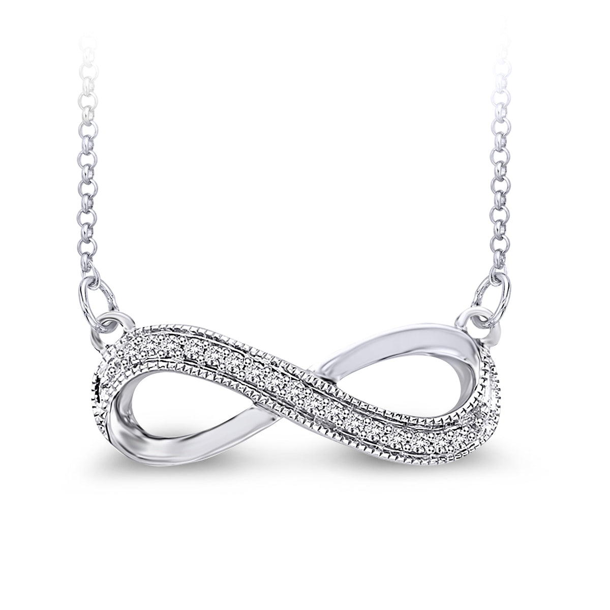 9ct white gold diamond infinity pendant &amp; 18&quot; chain (included)