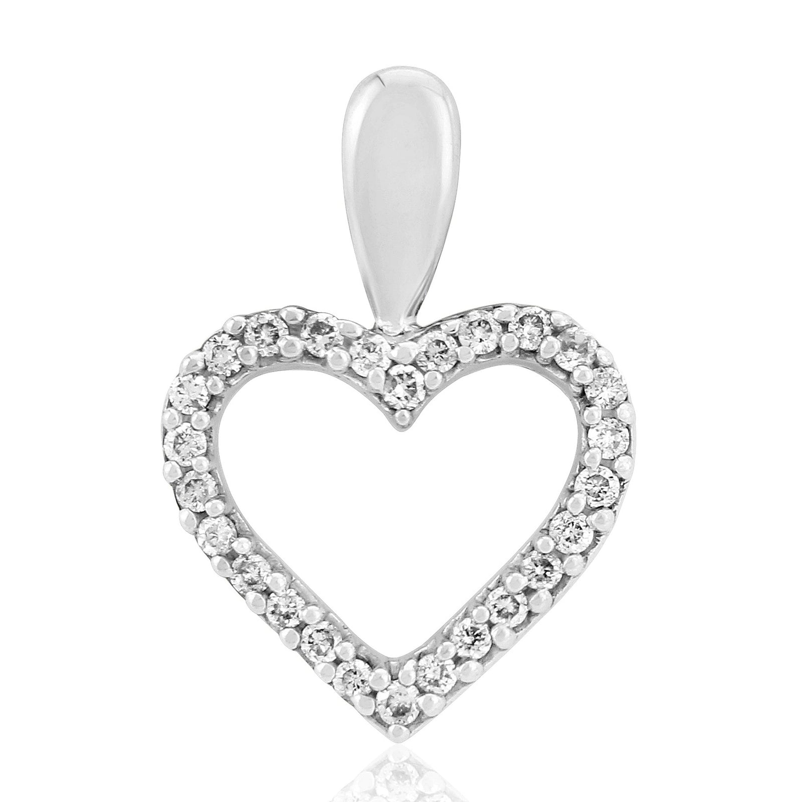 9ct white gold diamond cut out heart pendant 0.10ct