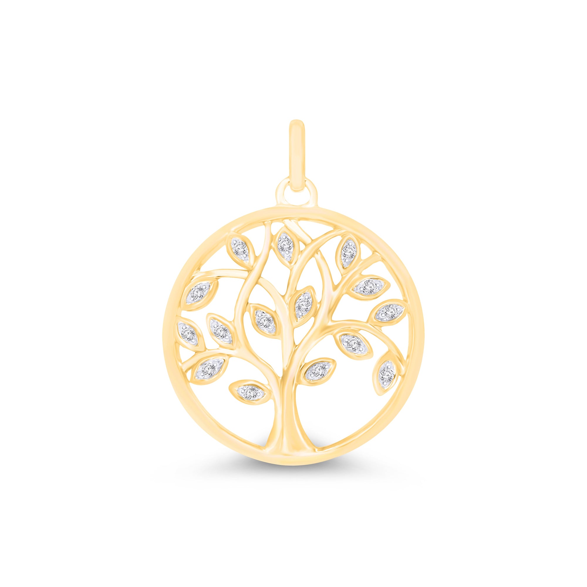 9ct gold diamond set tree of life pendant 0.11ct