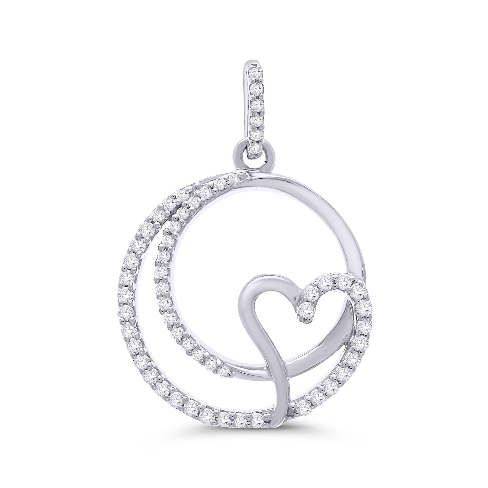 9ct white gold heart in circles diamond pendant 0.25ct