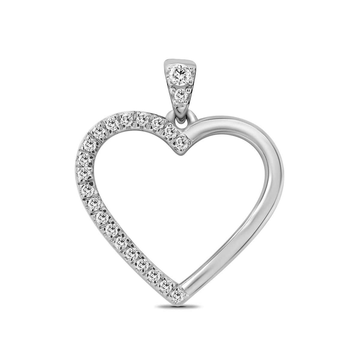 9ct white gold diamond set heart shape pendant 0.13ct