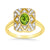 9ct gold 6x4mm oval peridot & antique style diamond cluster ring 0.17ct