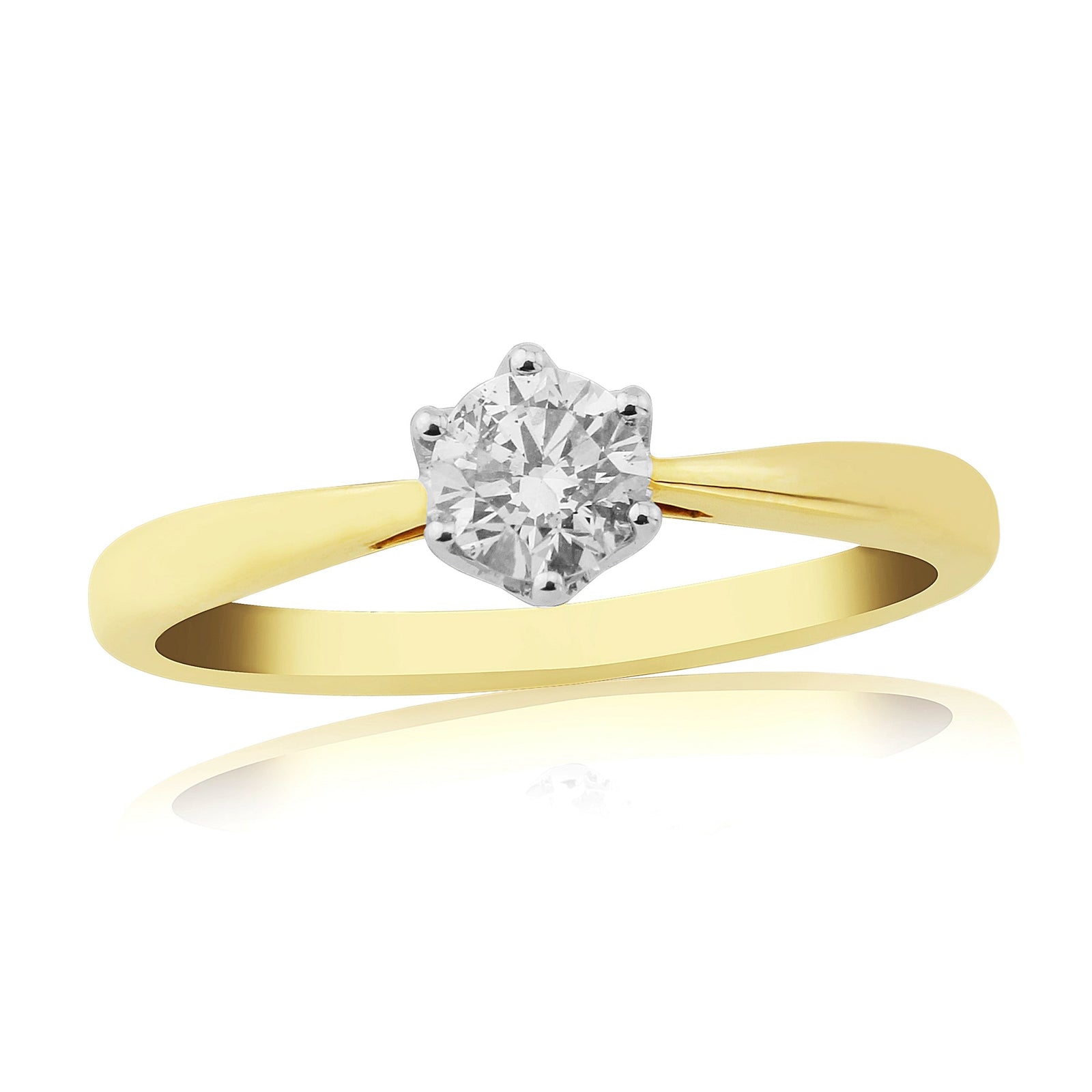 9ct gold single stone six claw diamond ring 0.33ct