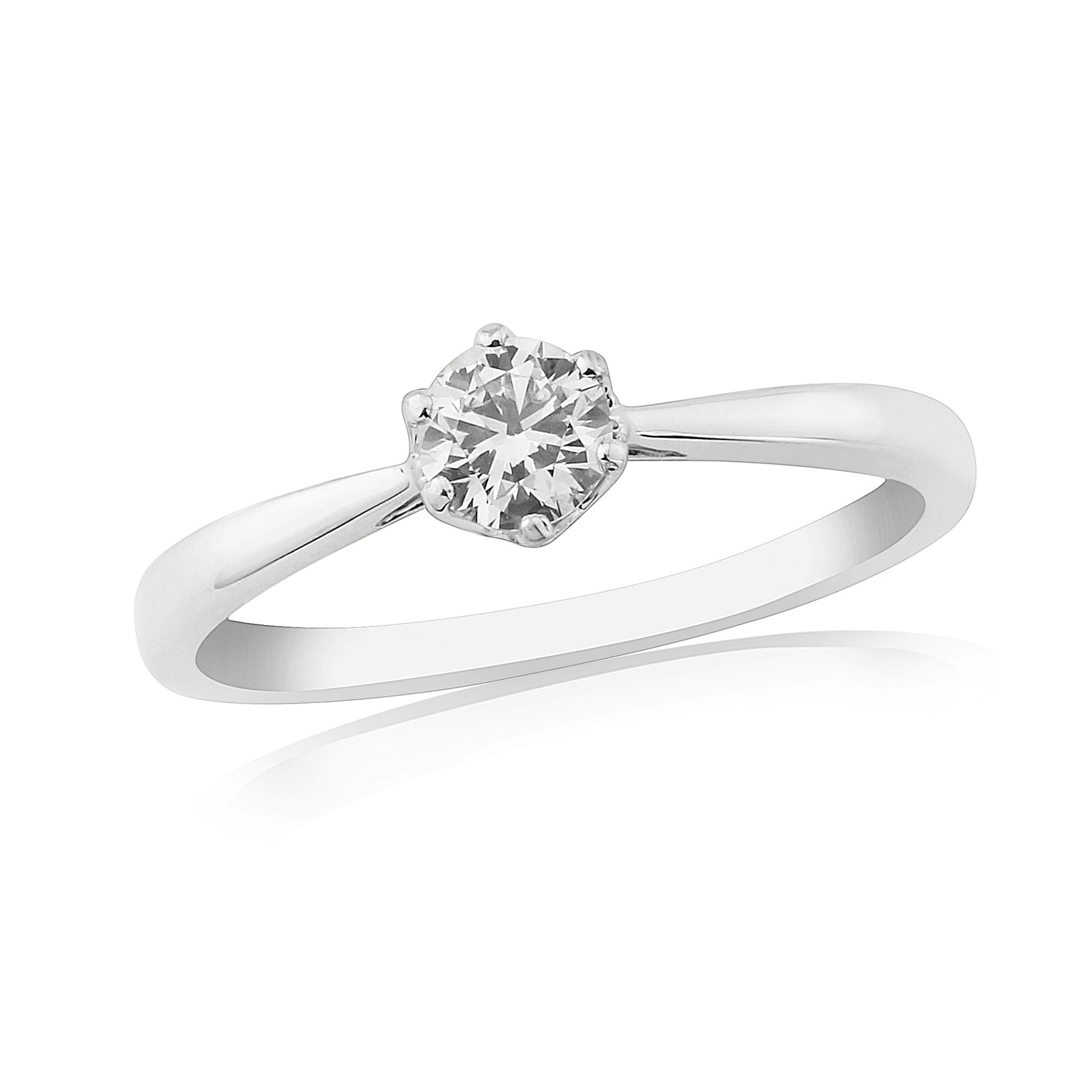9ct white gold single stone six claw diamond ring 0.33ct
