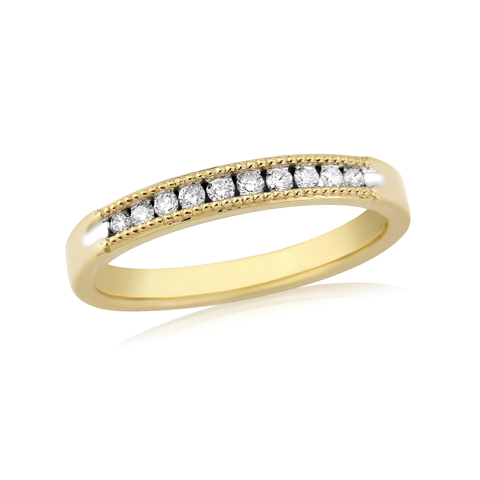 9ct gold milgrain edge channel set diamond half eternity ring 0.15ct