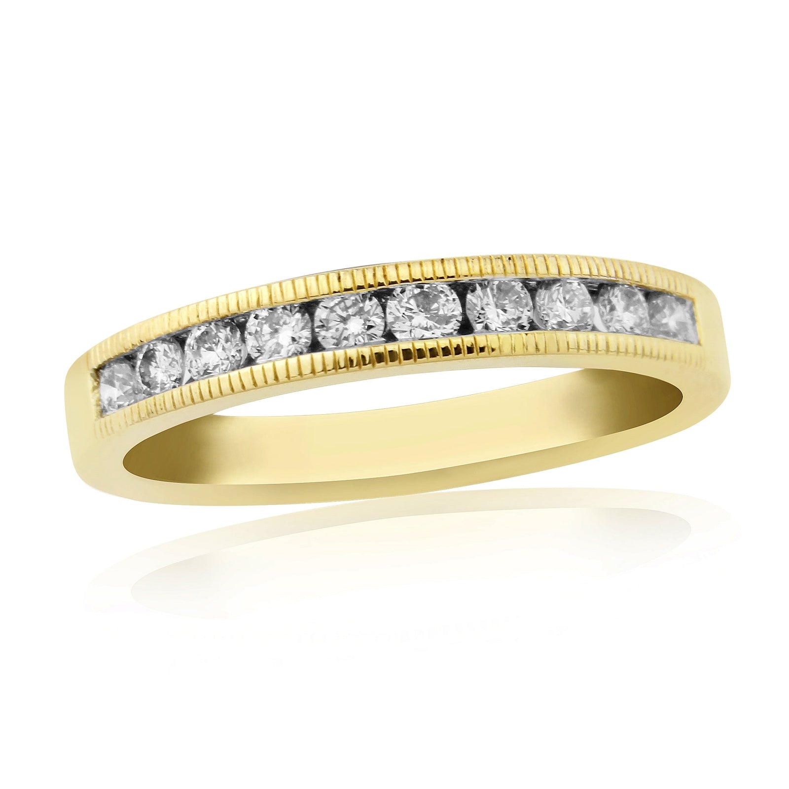 9ct gold milgrain edge channel set diamond half eternity ring 0.33ct