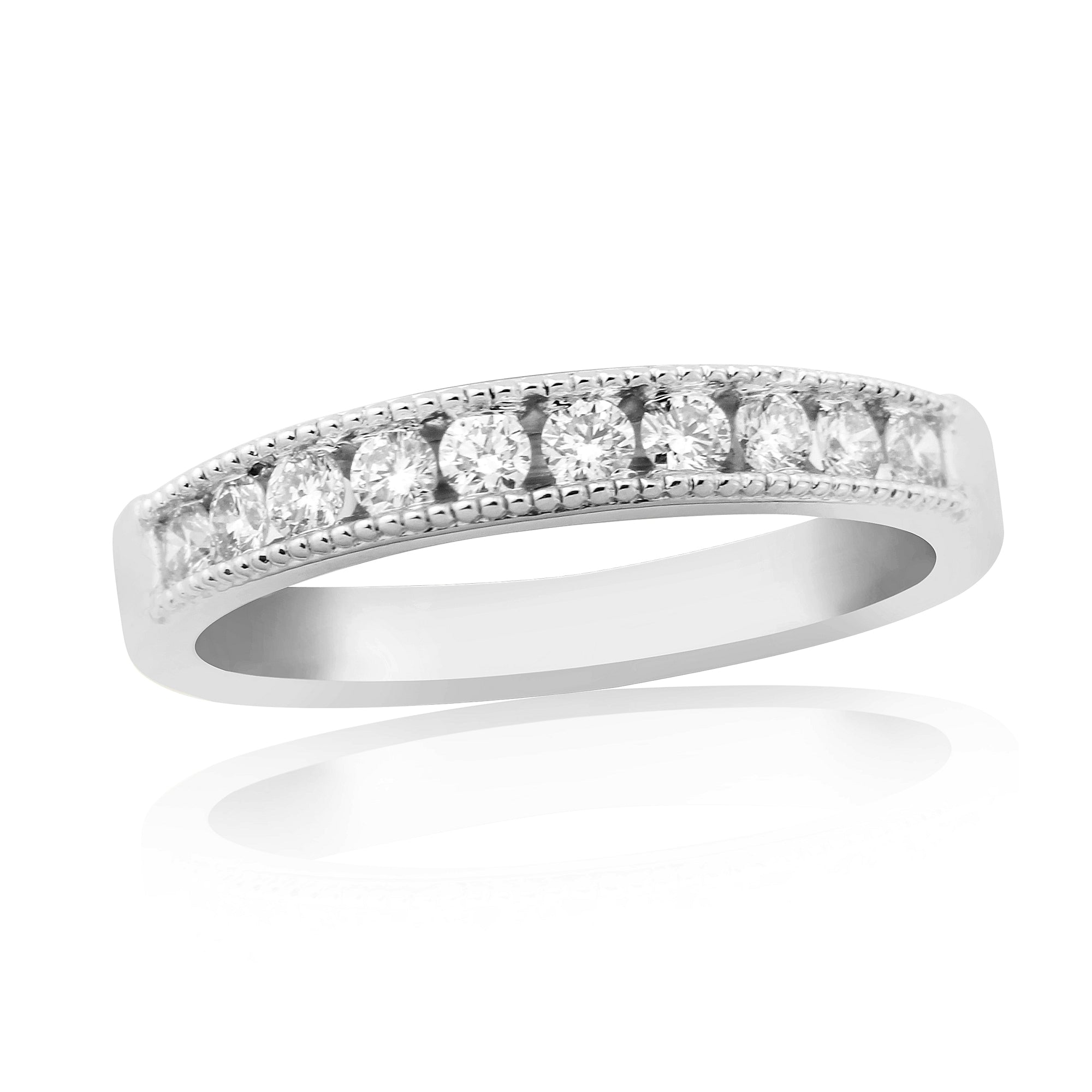 9ct white gold milgrain edge channel set diamond half eternity ring 0.33ct