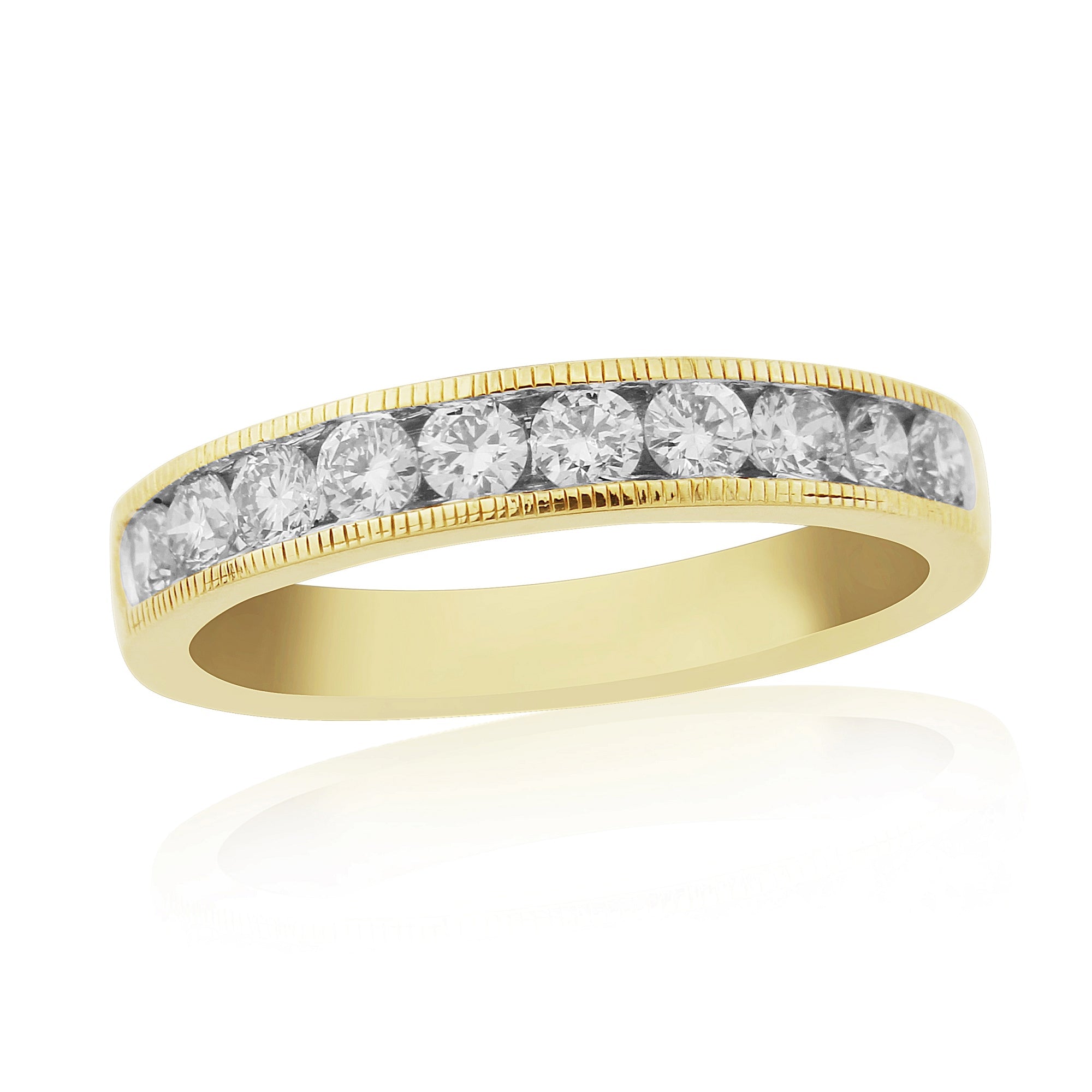 9ct gold milgrain edge channel set diamond half eternity ring 0.50ct