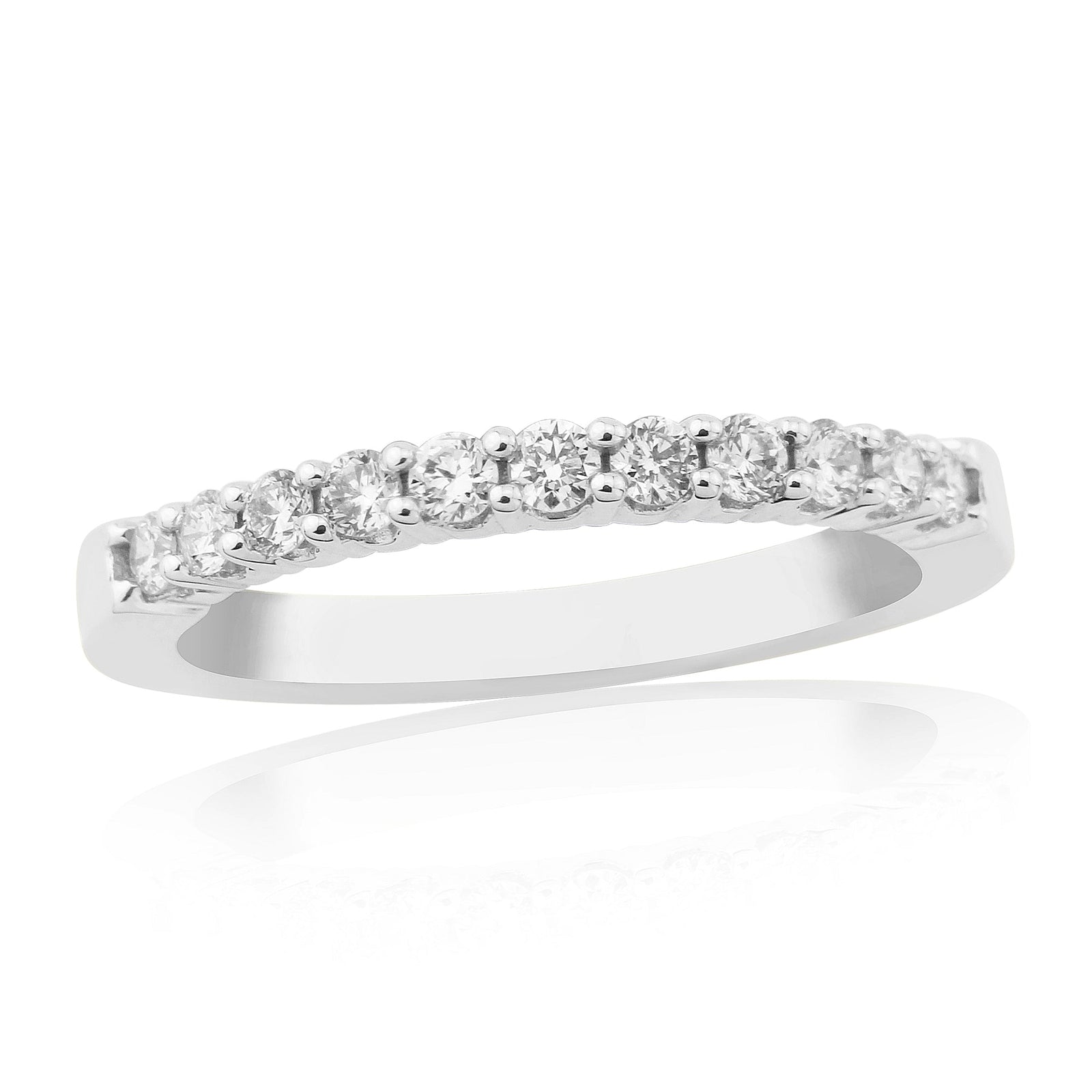 9ct white gold claw set diamond half eternity ring 0.33ct