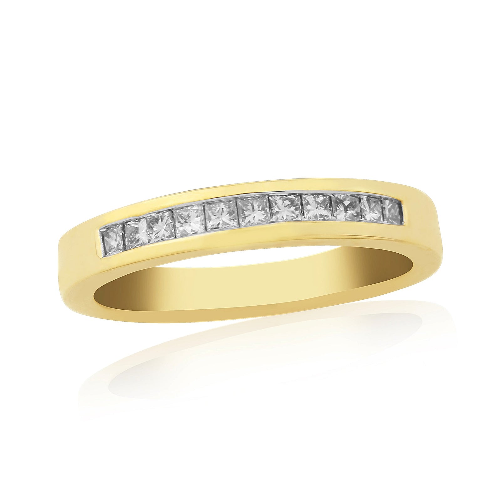 9ct gold channel set princess cut diamond half eternity ring 0.25ct