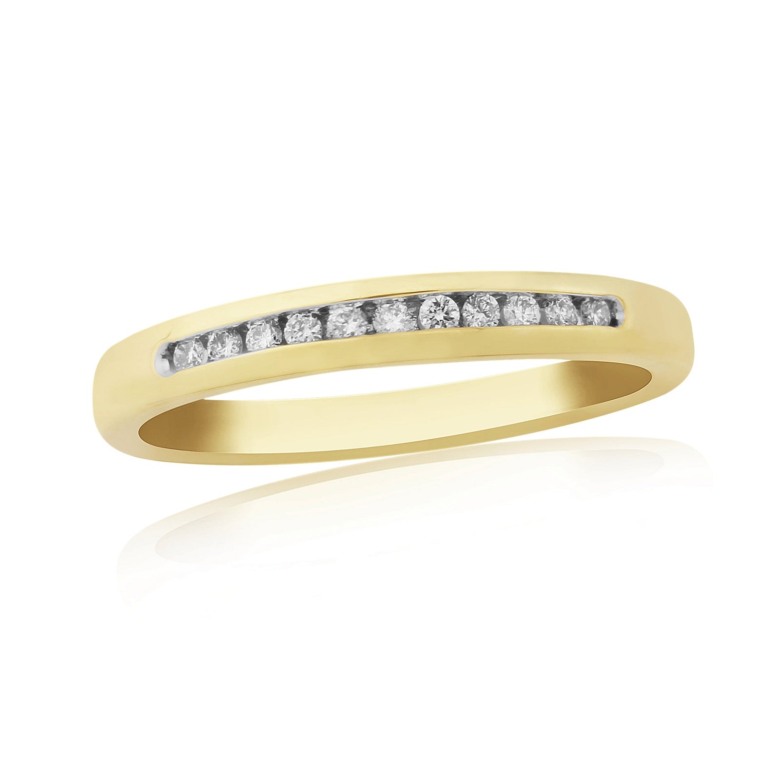 9ct gold channel set diamond half eternity ring 0.10ct