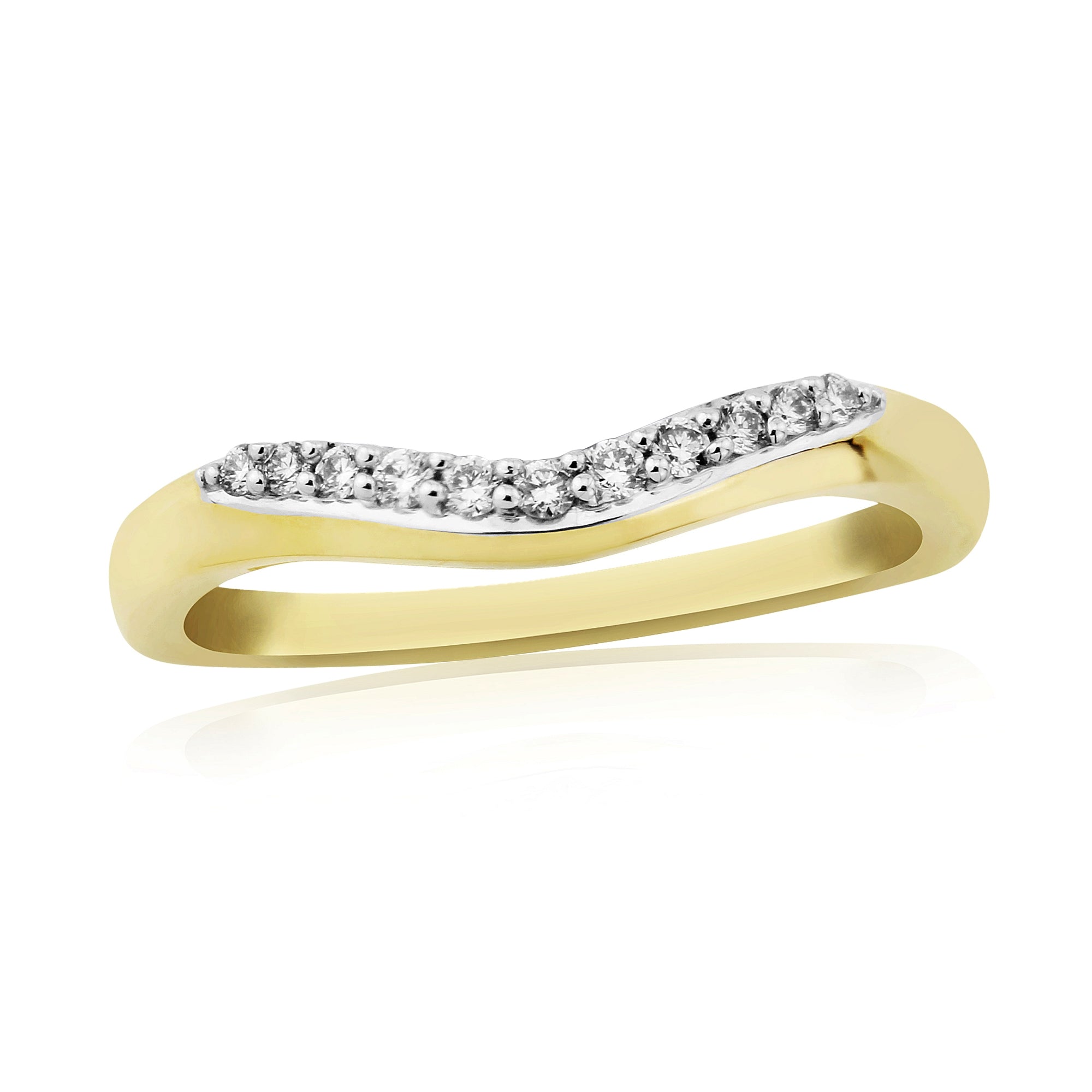 9ct gold diamond set wishbone ring 0.10ct