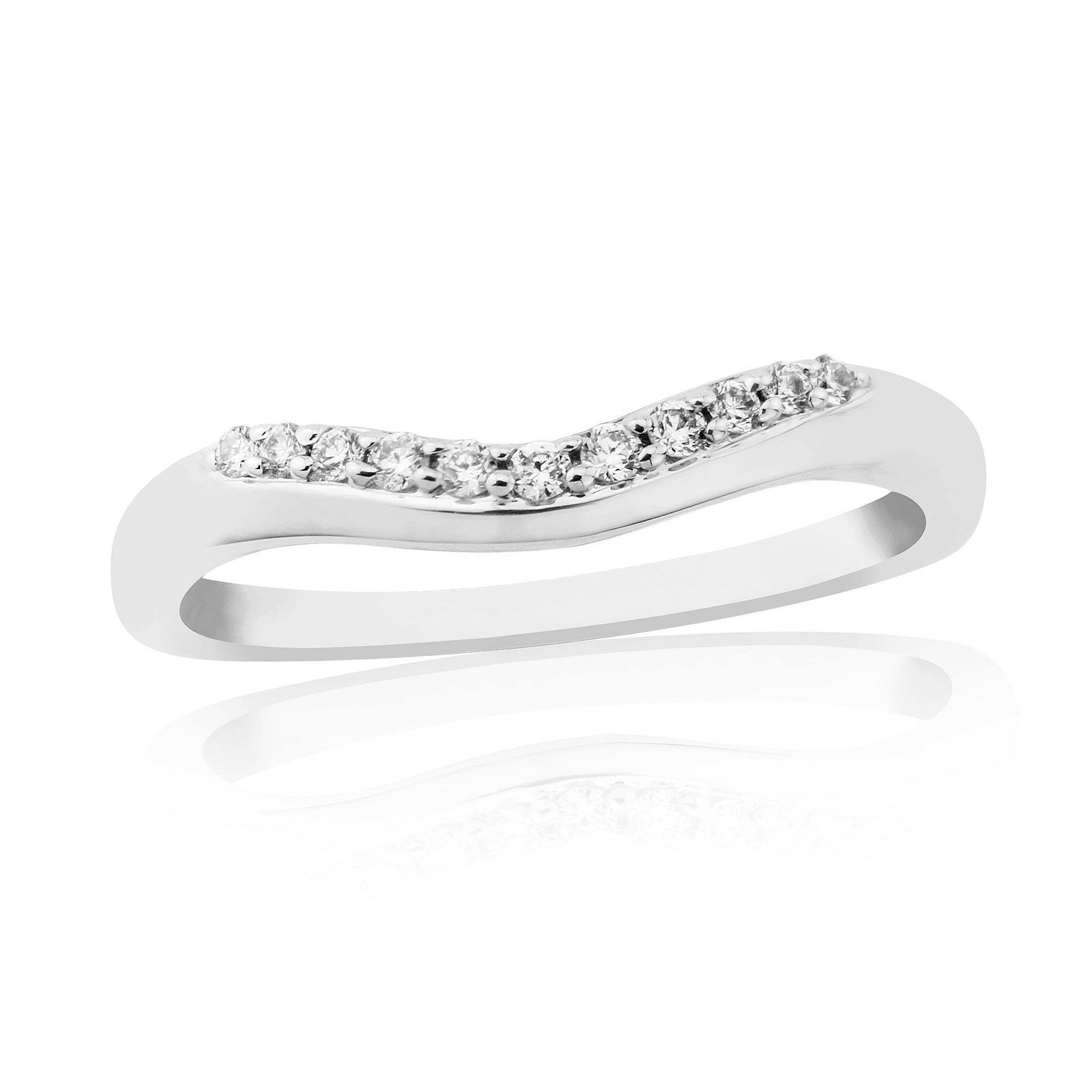 9ct white gold diamond set wishbone ring 0.10ct