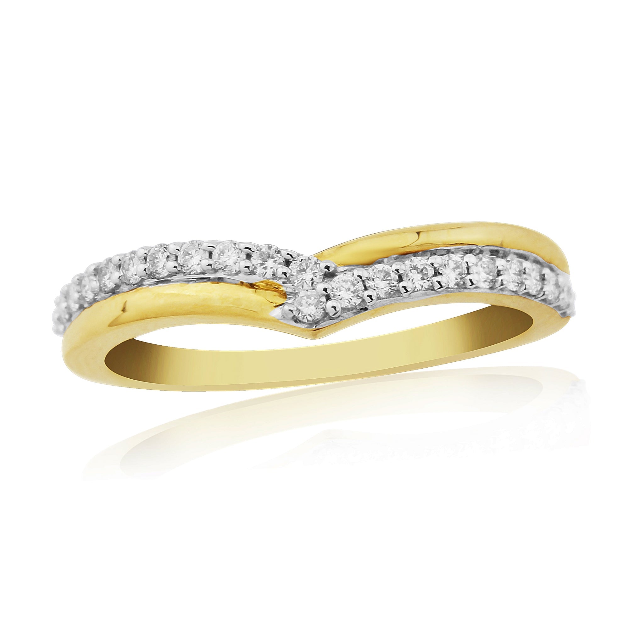 9ct gold diamond set wishbone ring 0.20ct