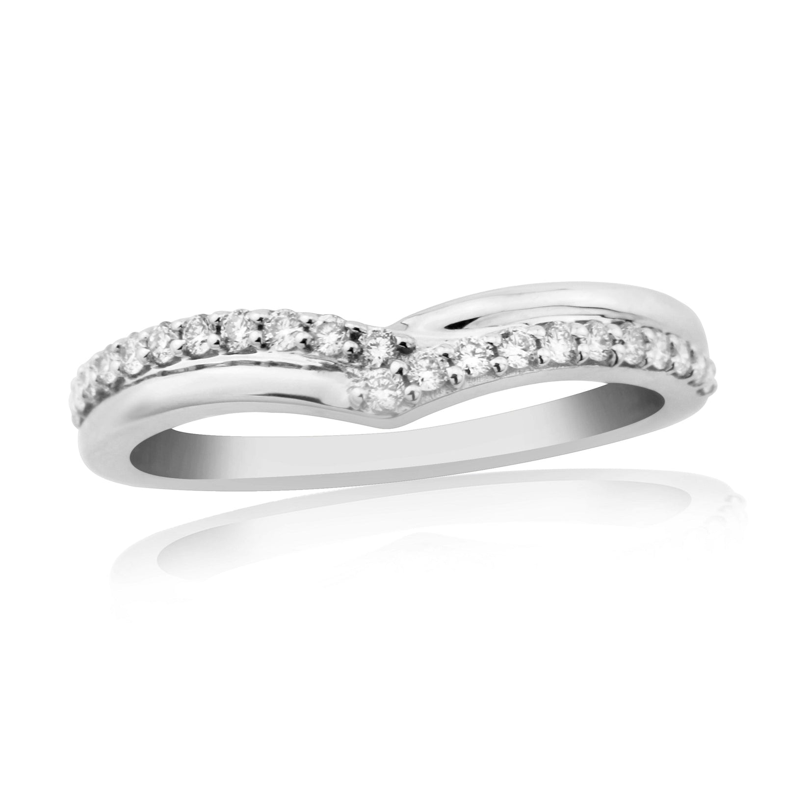 9ct white gold diamond set wishbone ring 0.20ct