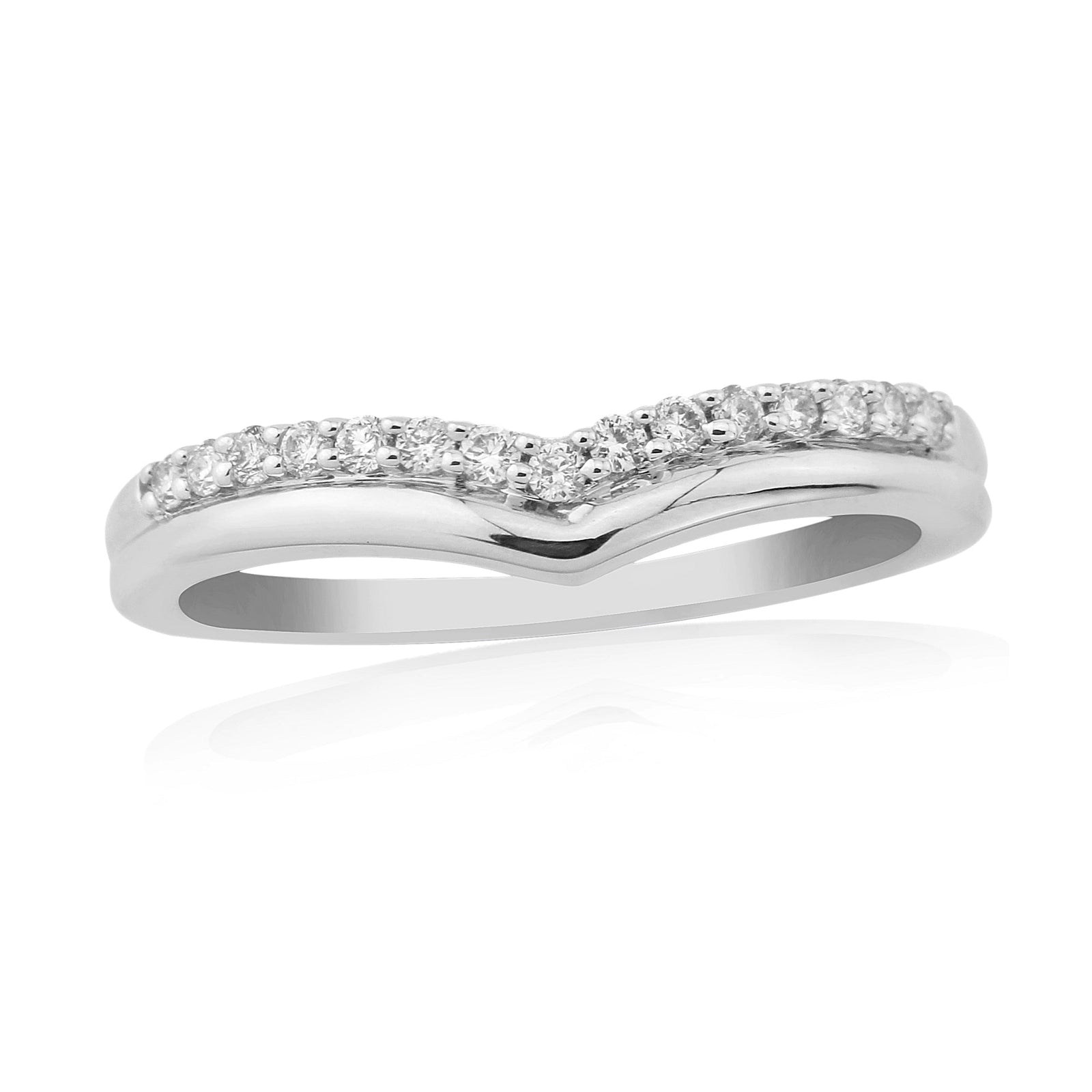 9ct white gold diamond set wishbone ring 0.15ct