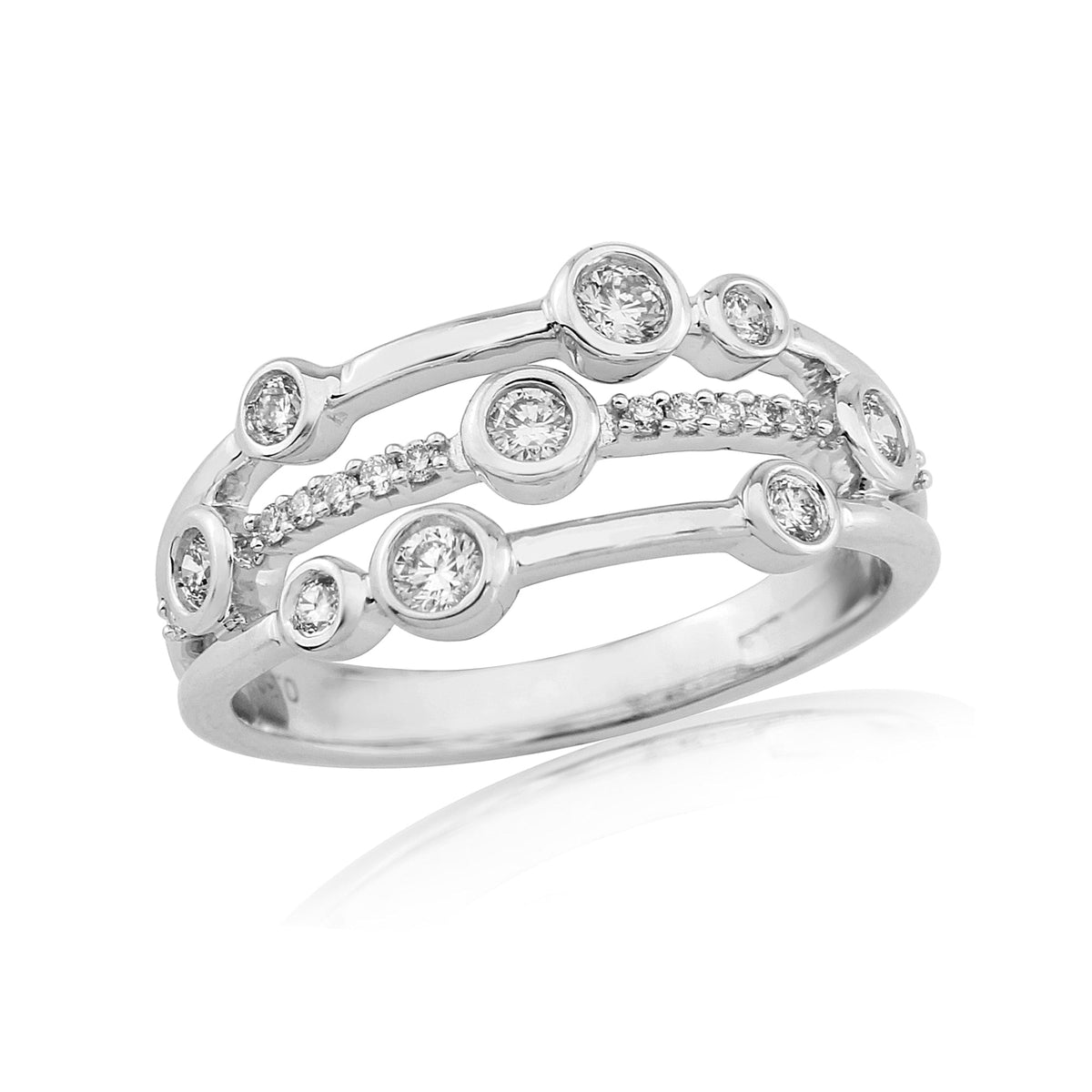 9ct white gold diamond set &#39;bubble&#39; style ring 0.30ct