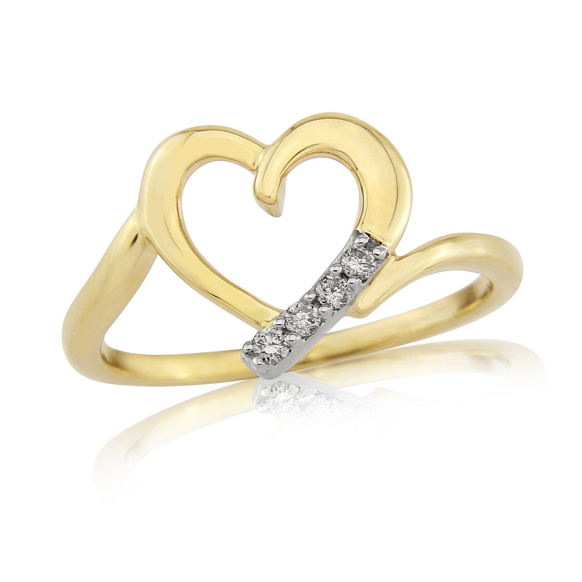 9ct gold diamond set heart ring 0.05ct