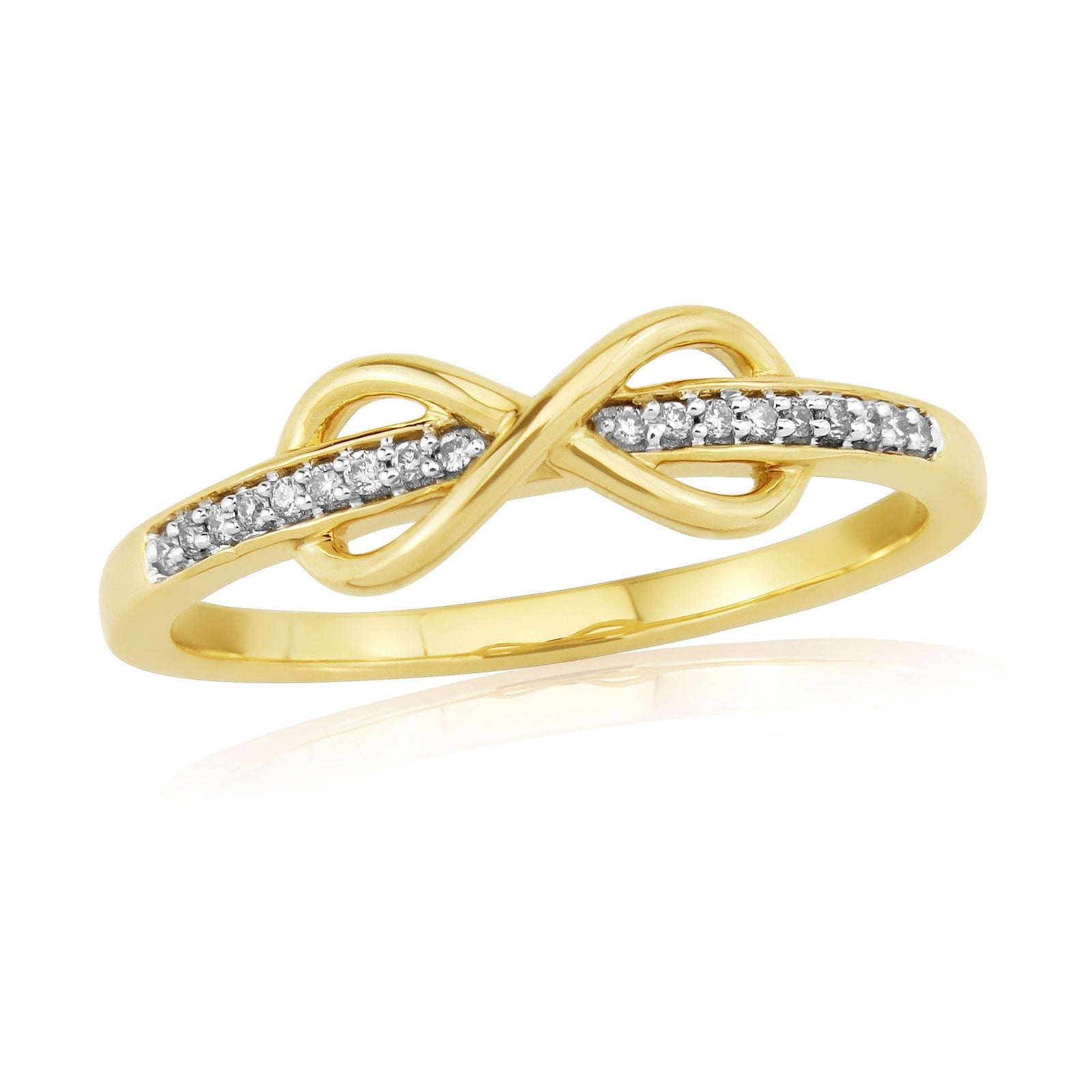 9ct gold diamond set infinity ring 0.05ct