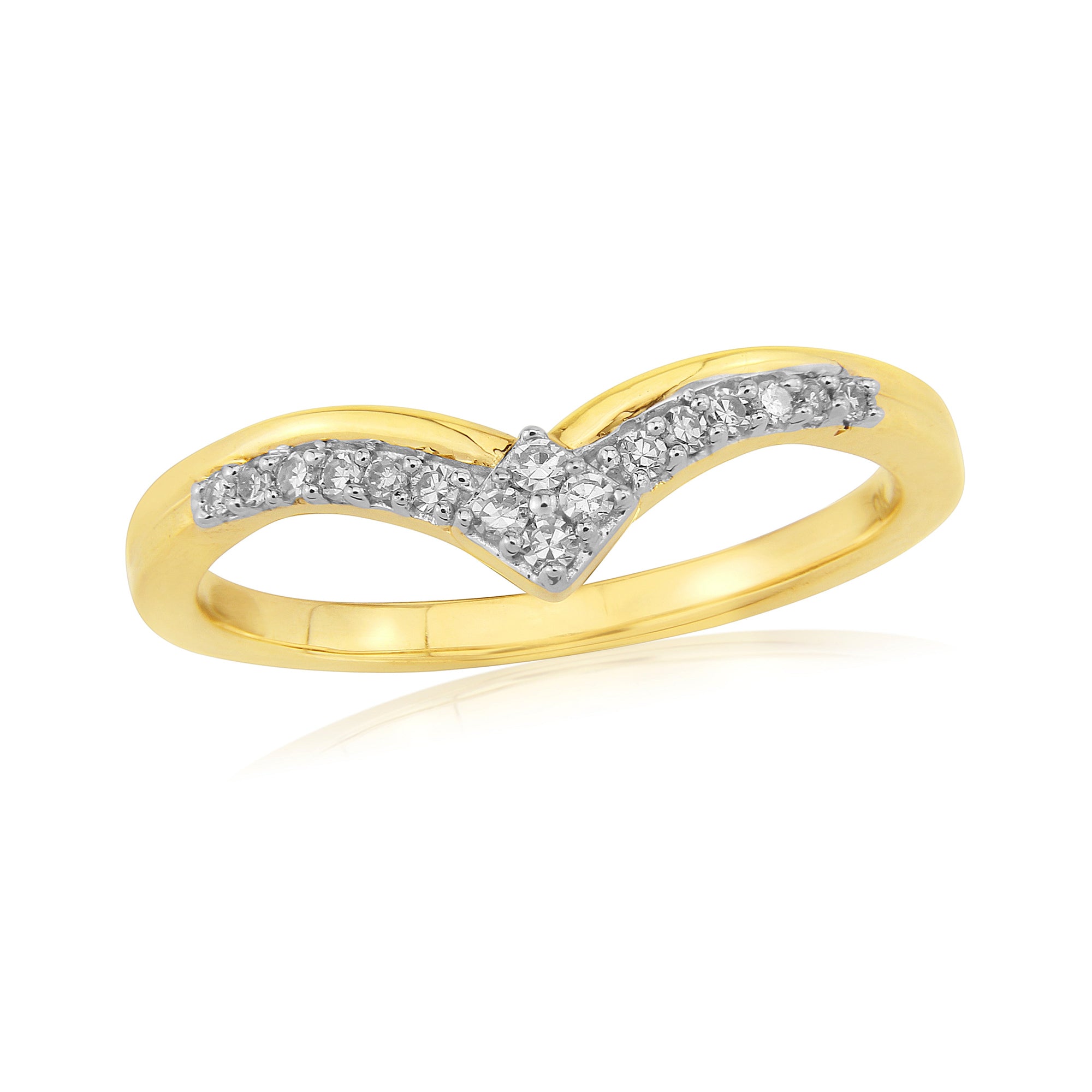 9ct gold diamond set wishbone ring 0.09ct