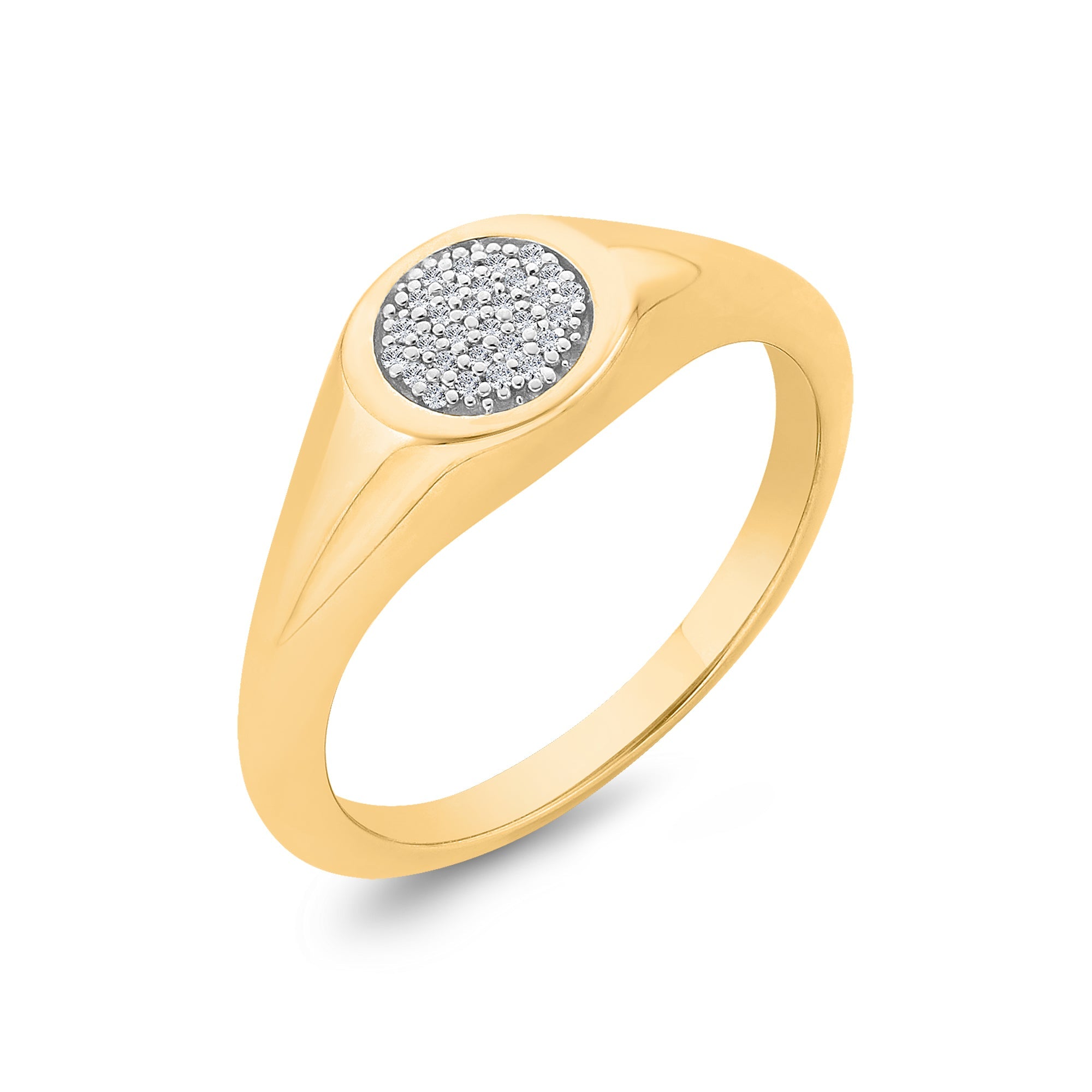 9ct gold round shape diamond set pinky ring 0.05ct