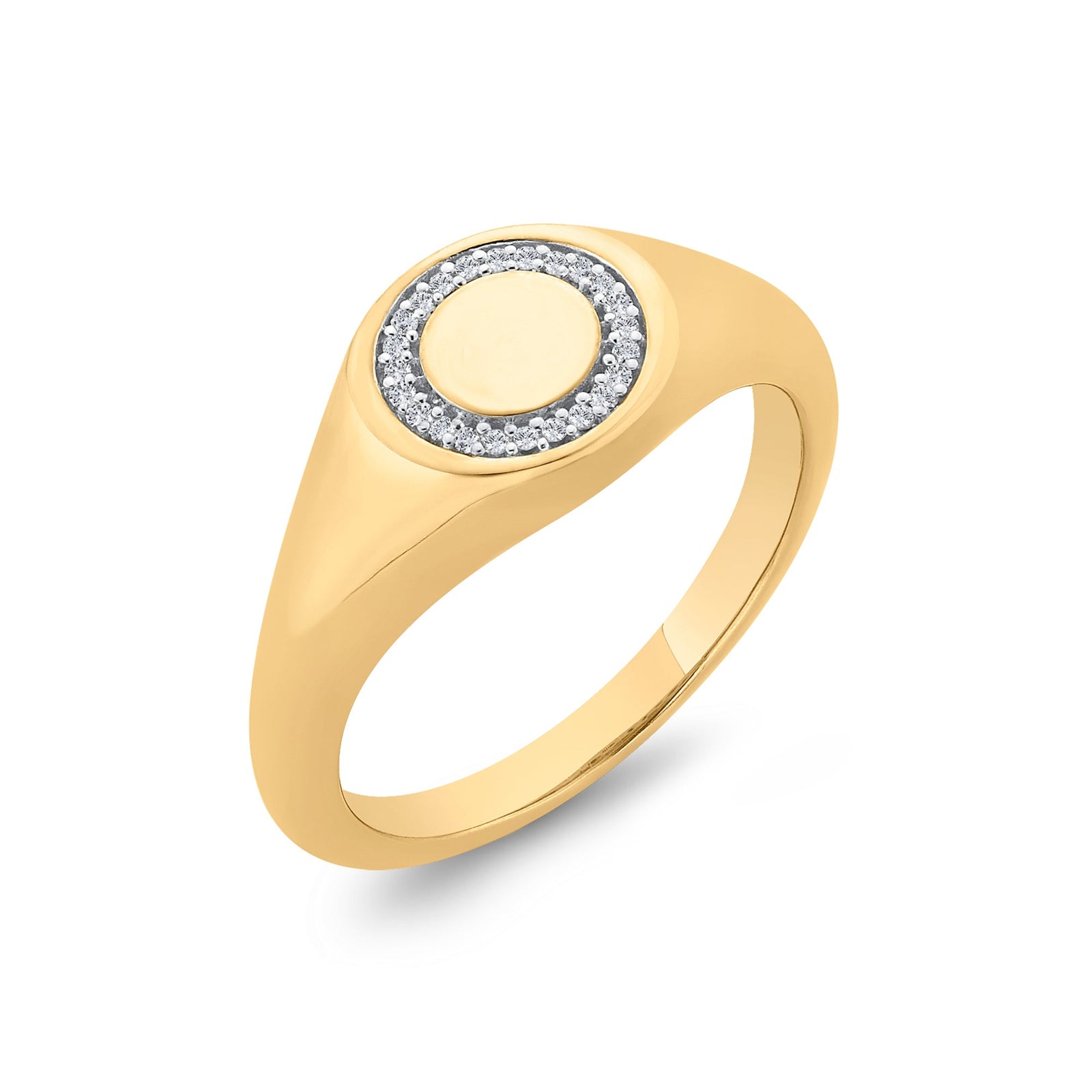 9ct gold round shape diamond set pinky ring 0.04ct