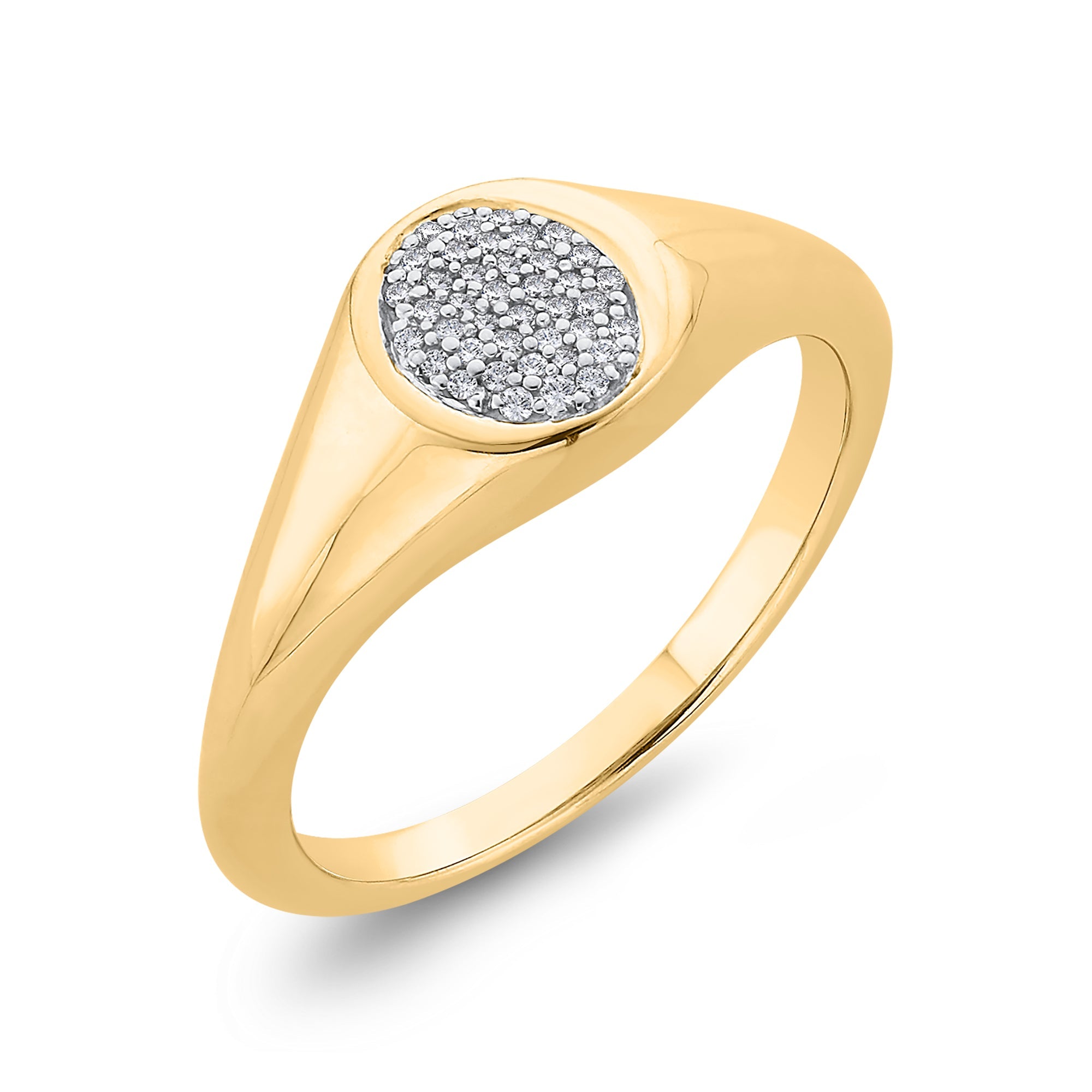 9ct gold oval shape diamond set pinky ring 0.06ct