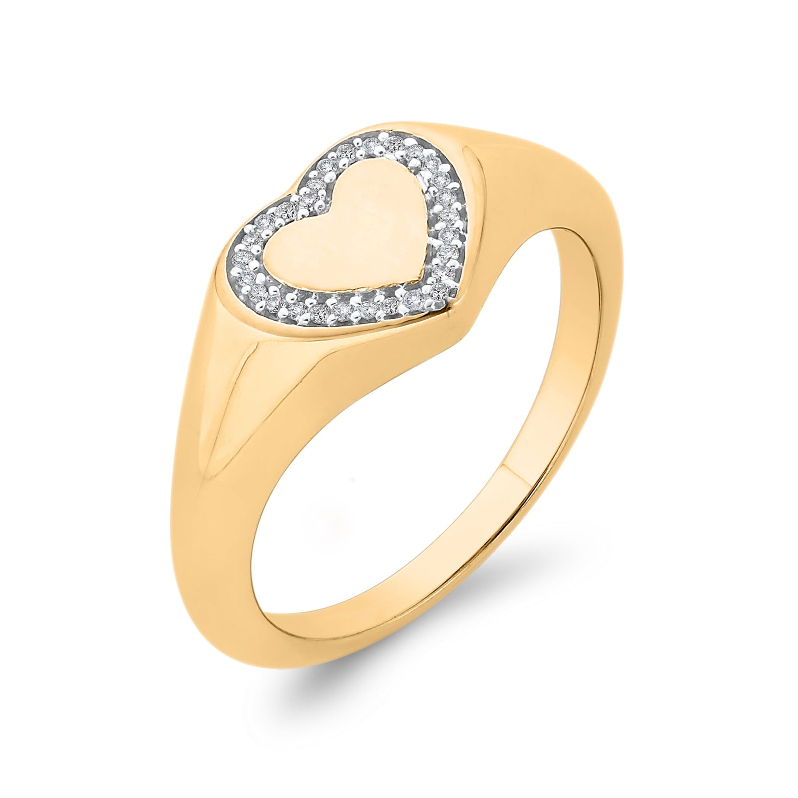9ct gold heart shape diamond set pinky ring 0.04ct