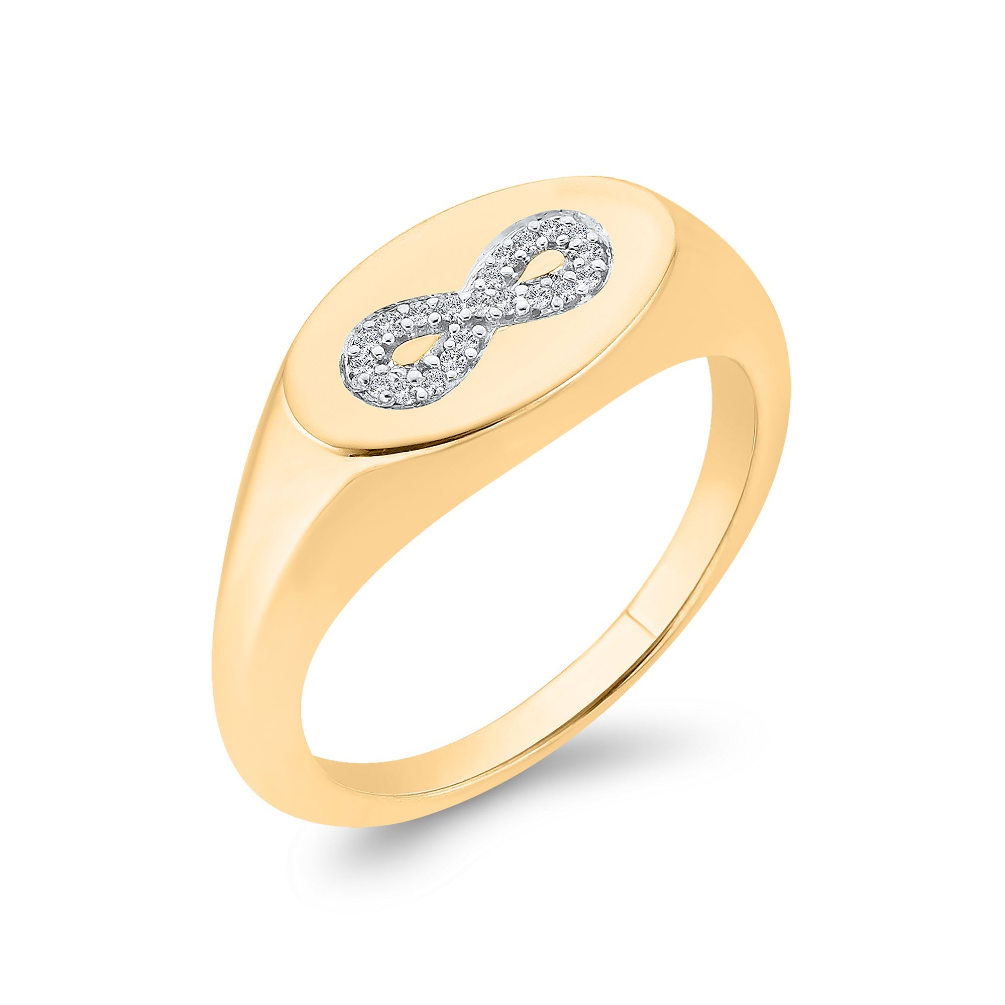 9ct gold infinity style diamond set pinky ring 0.03ct