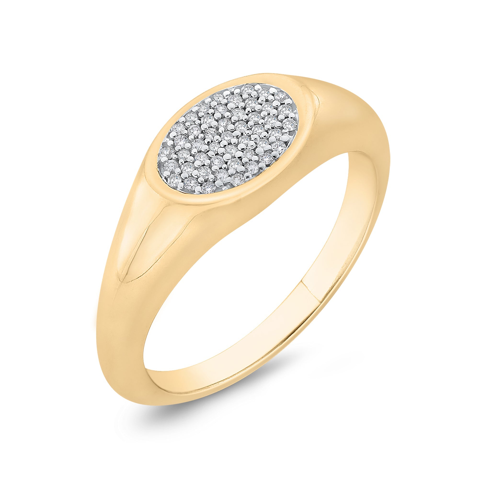 9ct gold oval shape diamond set pinky ring 0.10ct