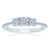 9ct white gold 3 stone miracle plate diamond ring with diamond shoulders 0.15ct