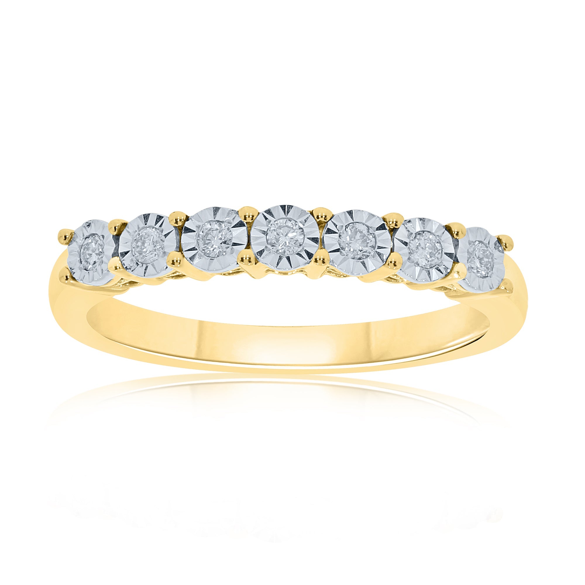 9ct gold 7 stone miracle plate diamond ring 0.15ct