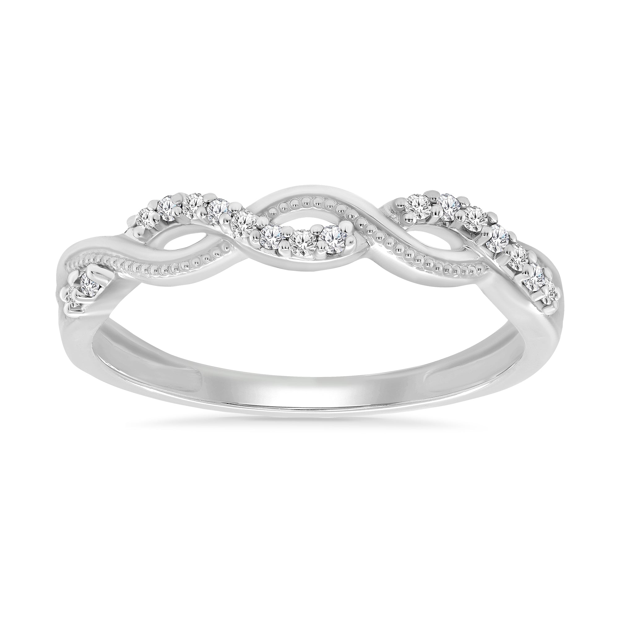 Platinum diamond set swirl ring 0.09ct H/Si