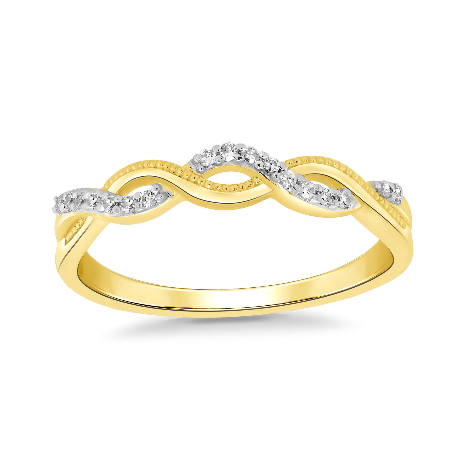 9ct gold diamond set swirl half eternity ring 0.09ct