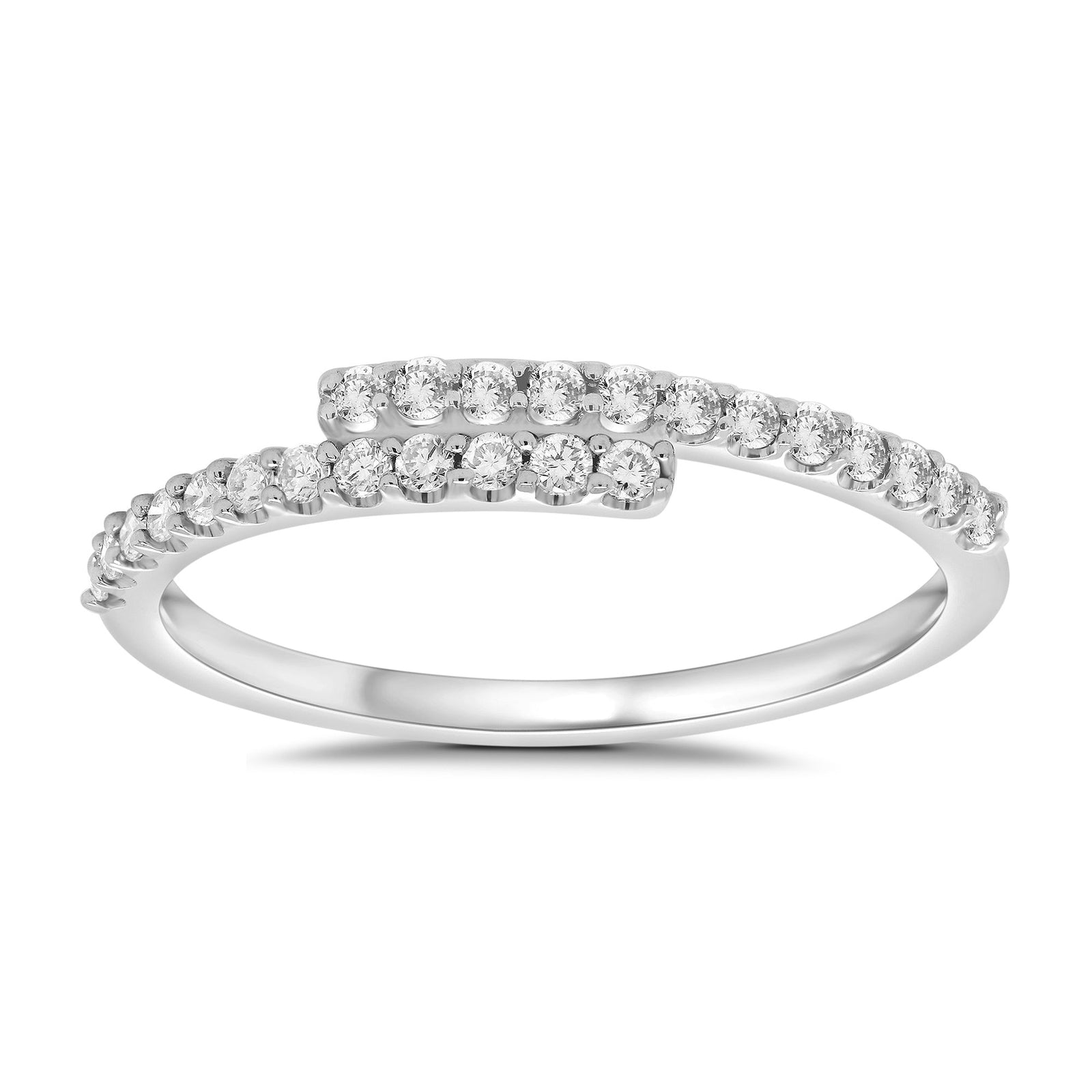 9ct white gold diamond set crossover half eternity ring 0.25ct