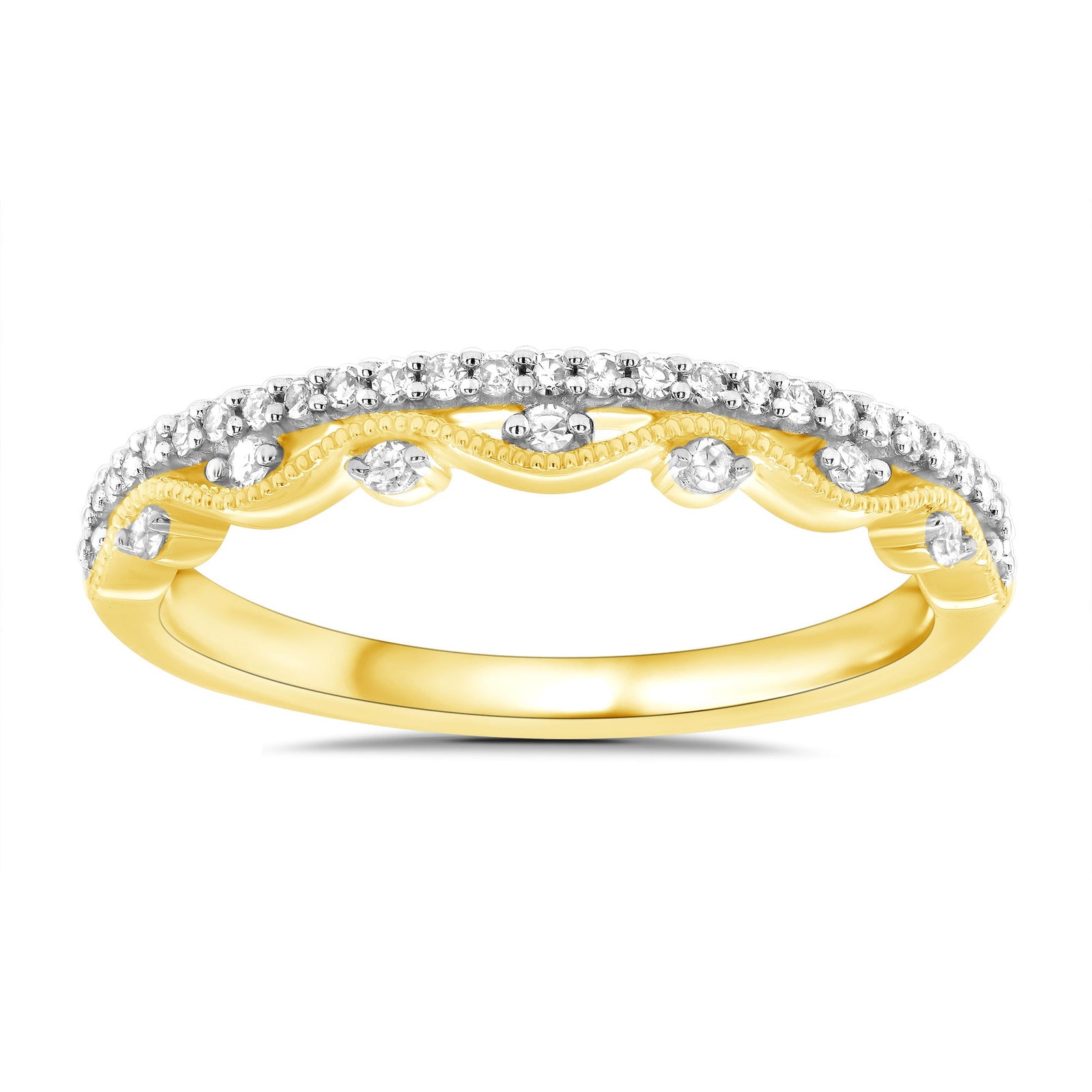 9ct gold two row diamond set swirl half eternity ring 0.20ct