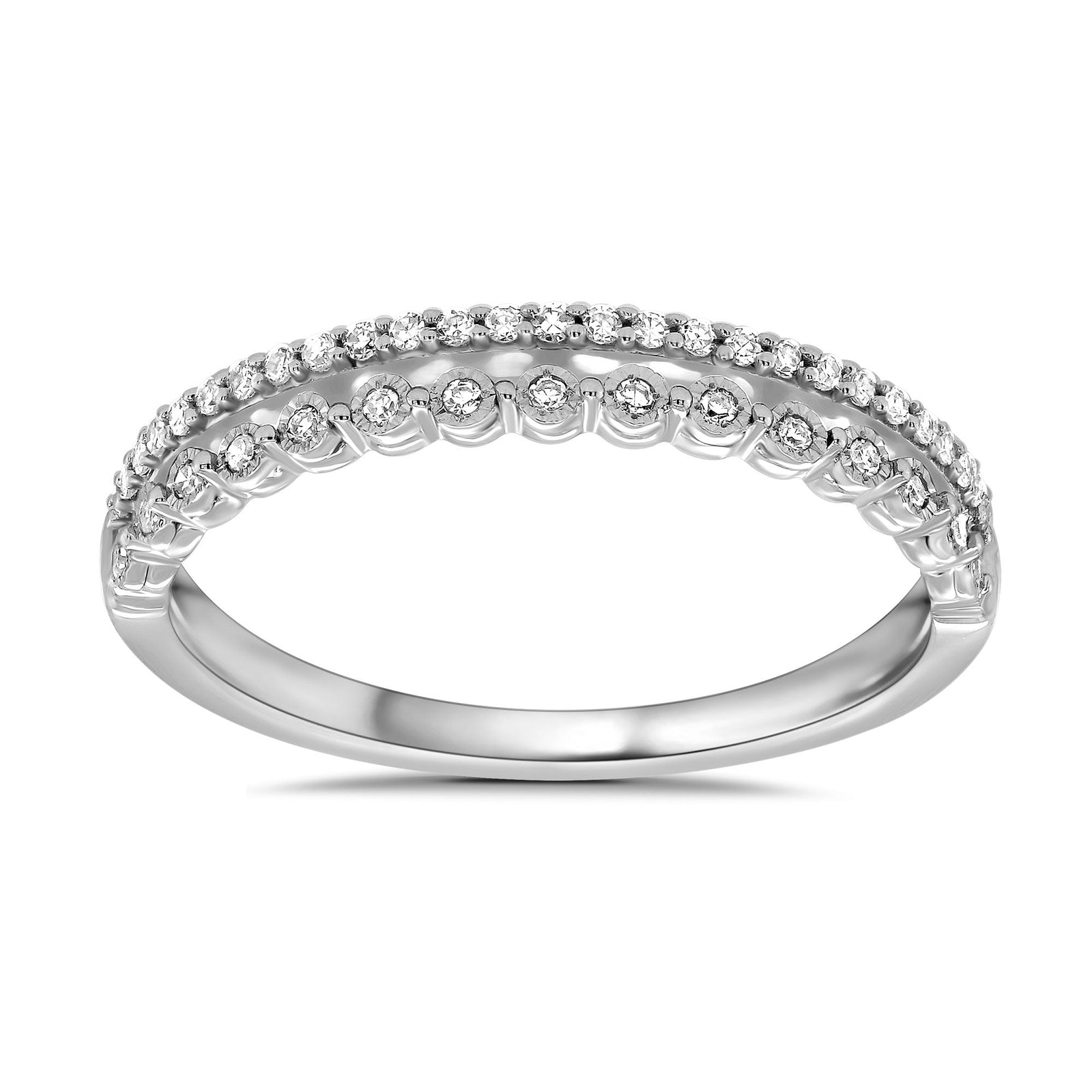 9ct white gold two row diamond set half eternity ring 0.15ct