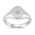 9ct white gold diamond set oval ladies signet ring 0.01ct