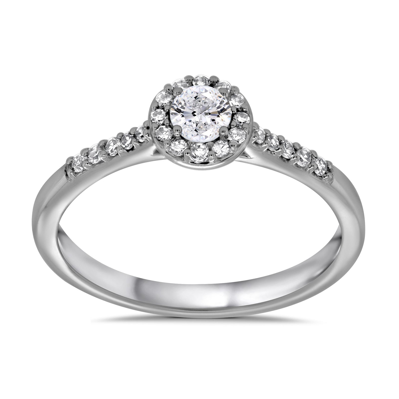 Platinum diamond halo cluster ring with diamond set shoulders 0.33ct H/Si