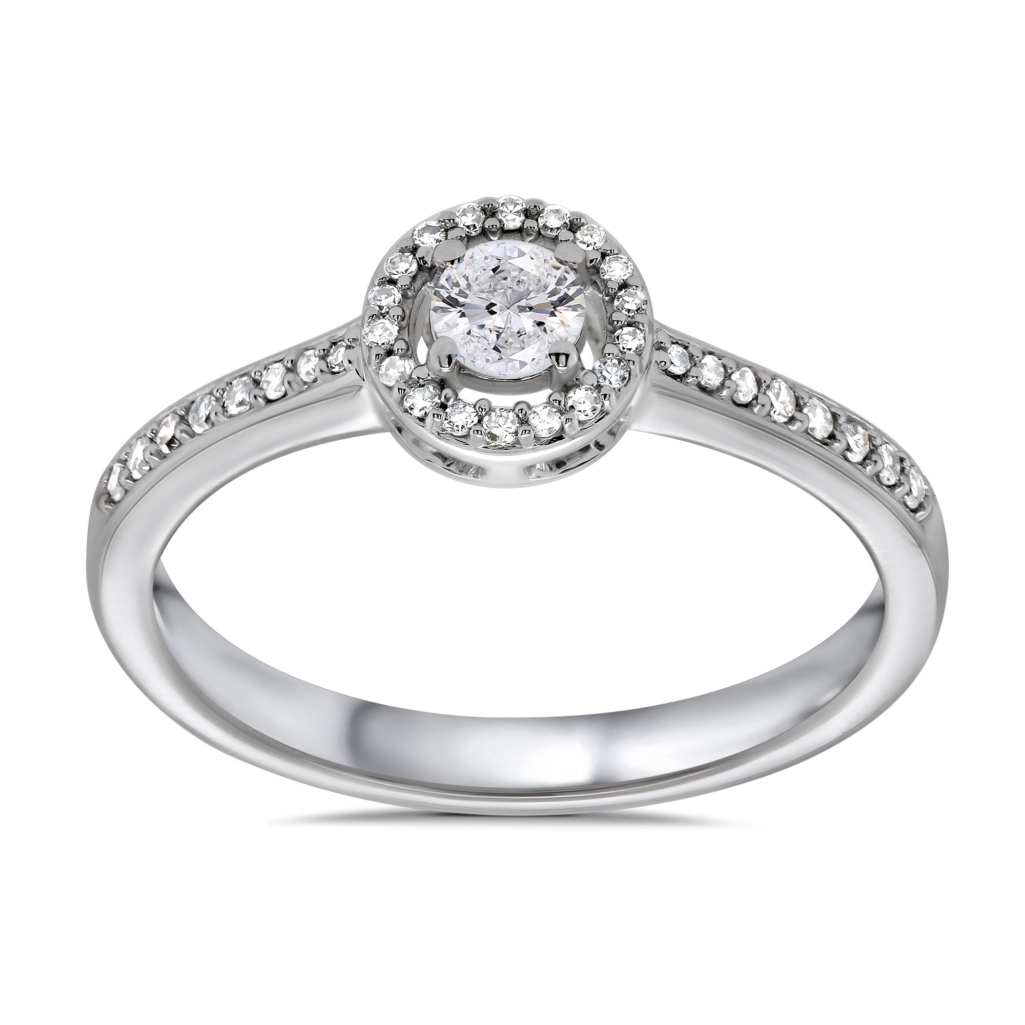 Platinum diamond halo cluster ring with diamond set shoulders 0.33ct H/Si