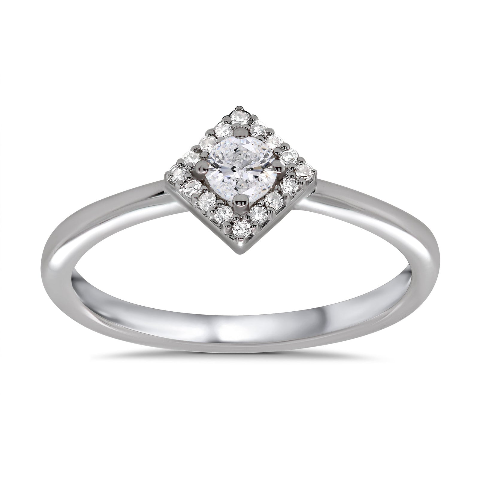 9ct white gold diamond set square shape halo cluster ring 0.25ct