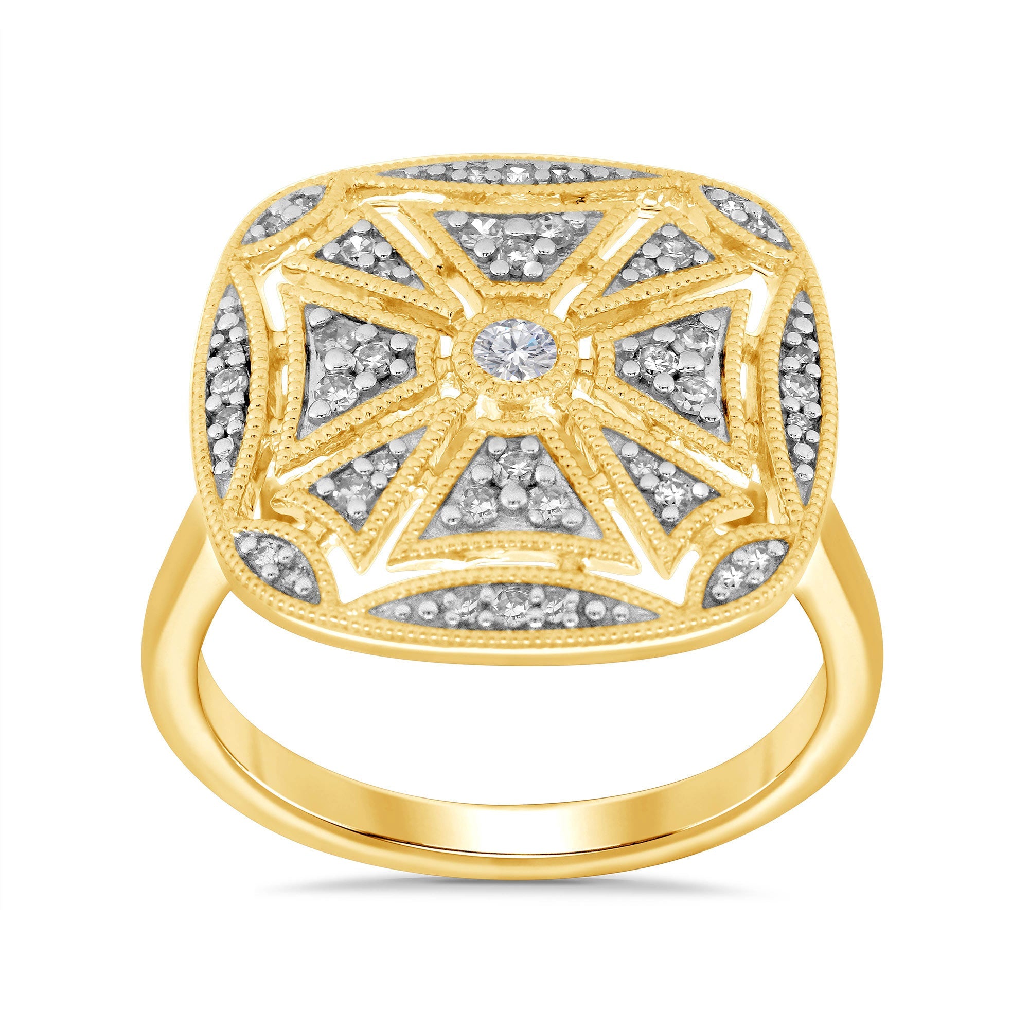 9ct gold art deco style diamond ring 0.25ct